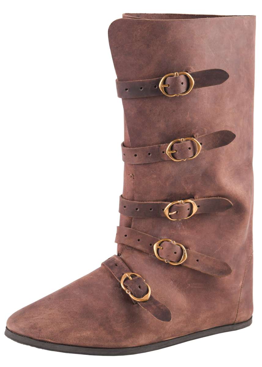 Botas Medievales Con Hebillas, Marrón.