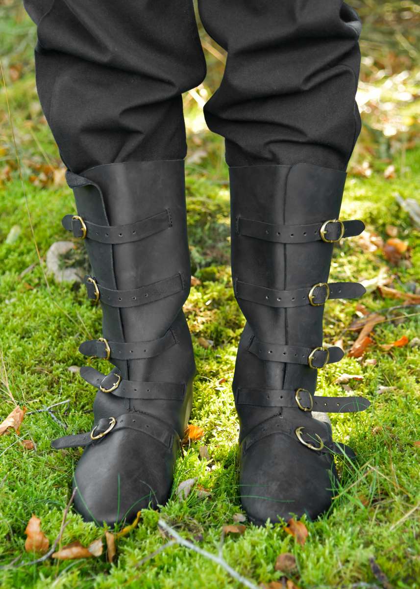 Botas Medievales Con Hebillas, Negras.
