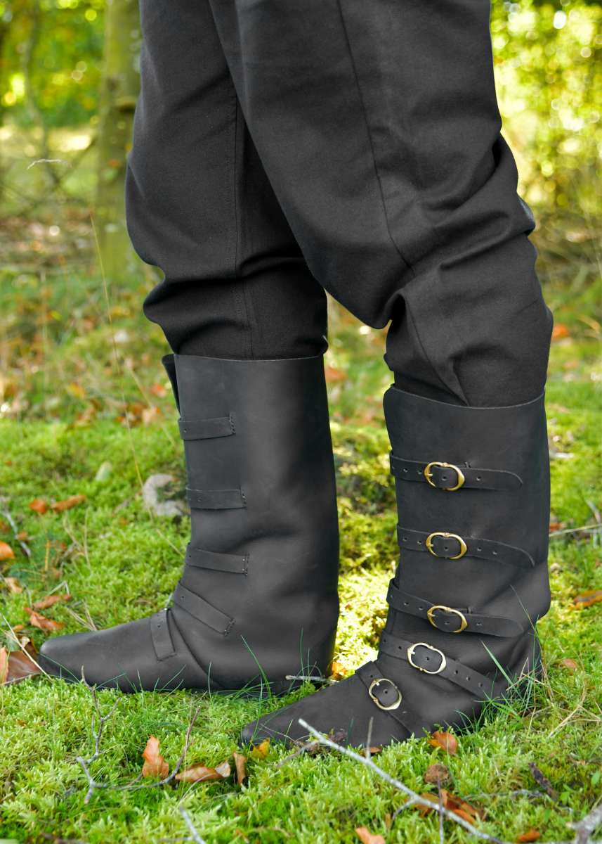Botas Medievales Con Hebillas, Negras.