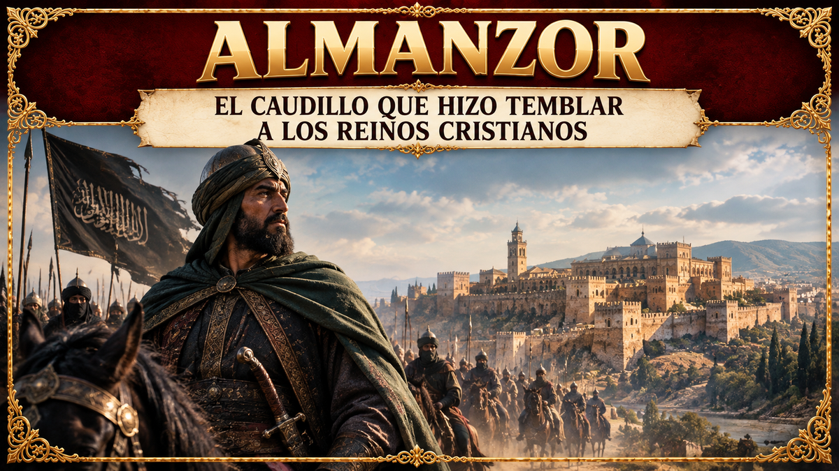Ilustración de Almanzor con el título del artículo en la parte superior