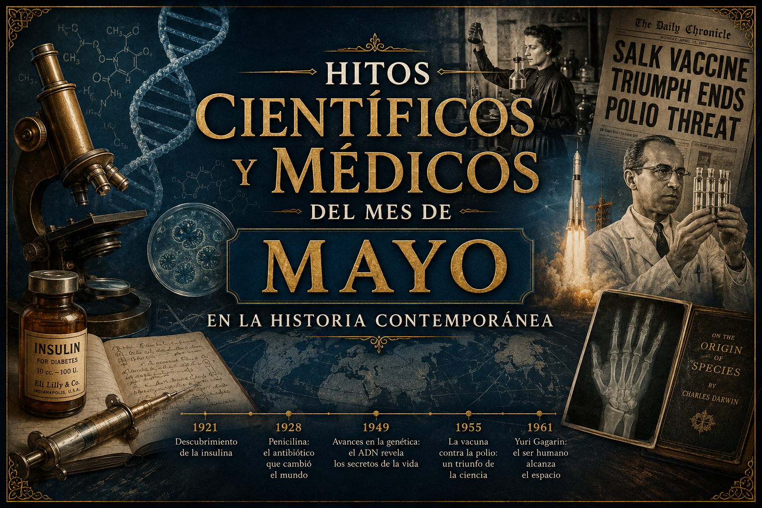 Imagen con referencias médicas y científicas de fondo, con el nombre del artículo en la parte central