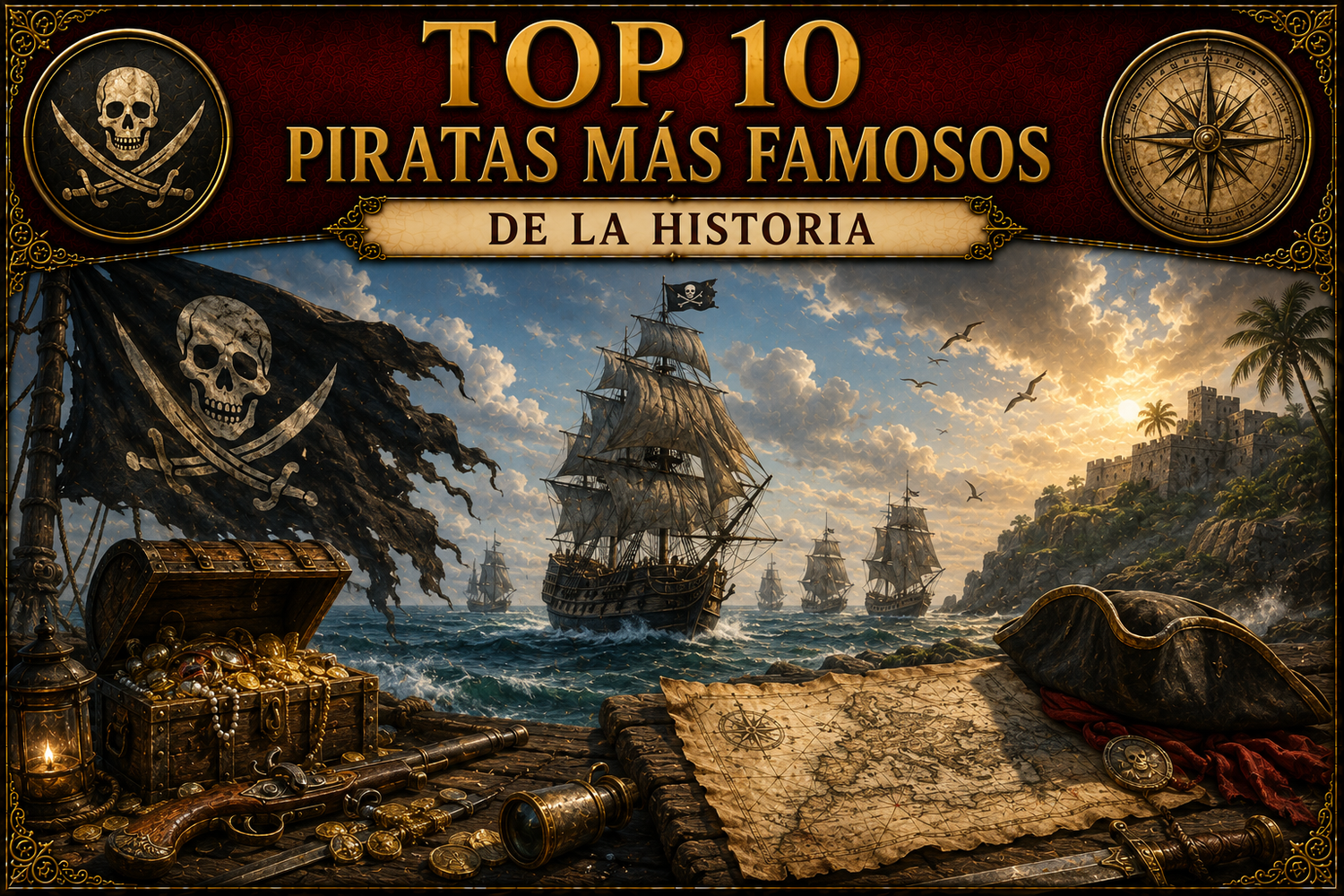 Ilustración con referencias piratas y el título del artículo en la parte superior