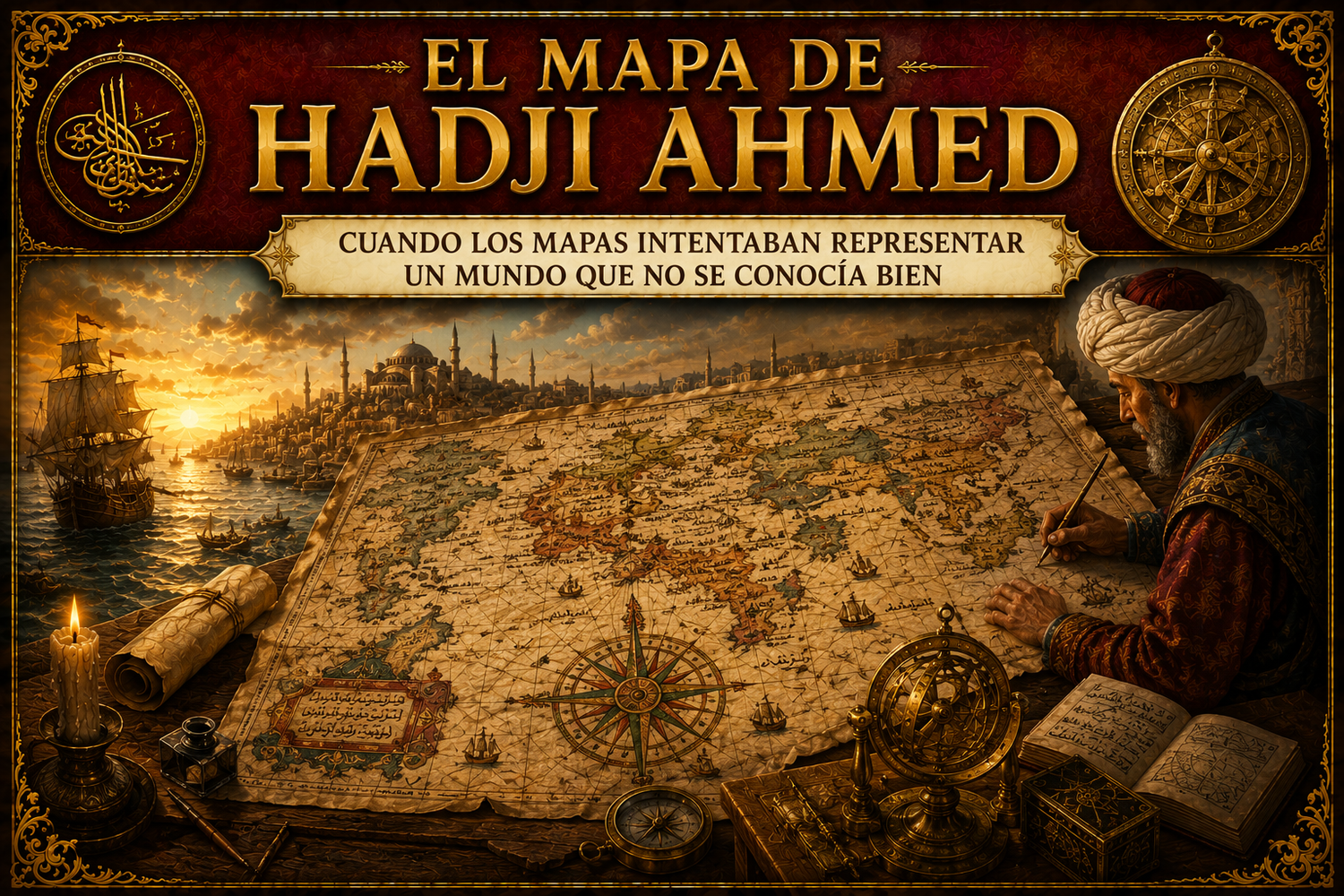 Imagen de un mapa, y alguien dibujándolo, con el título del artículo en la parte superior