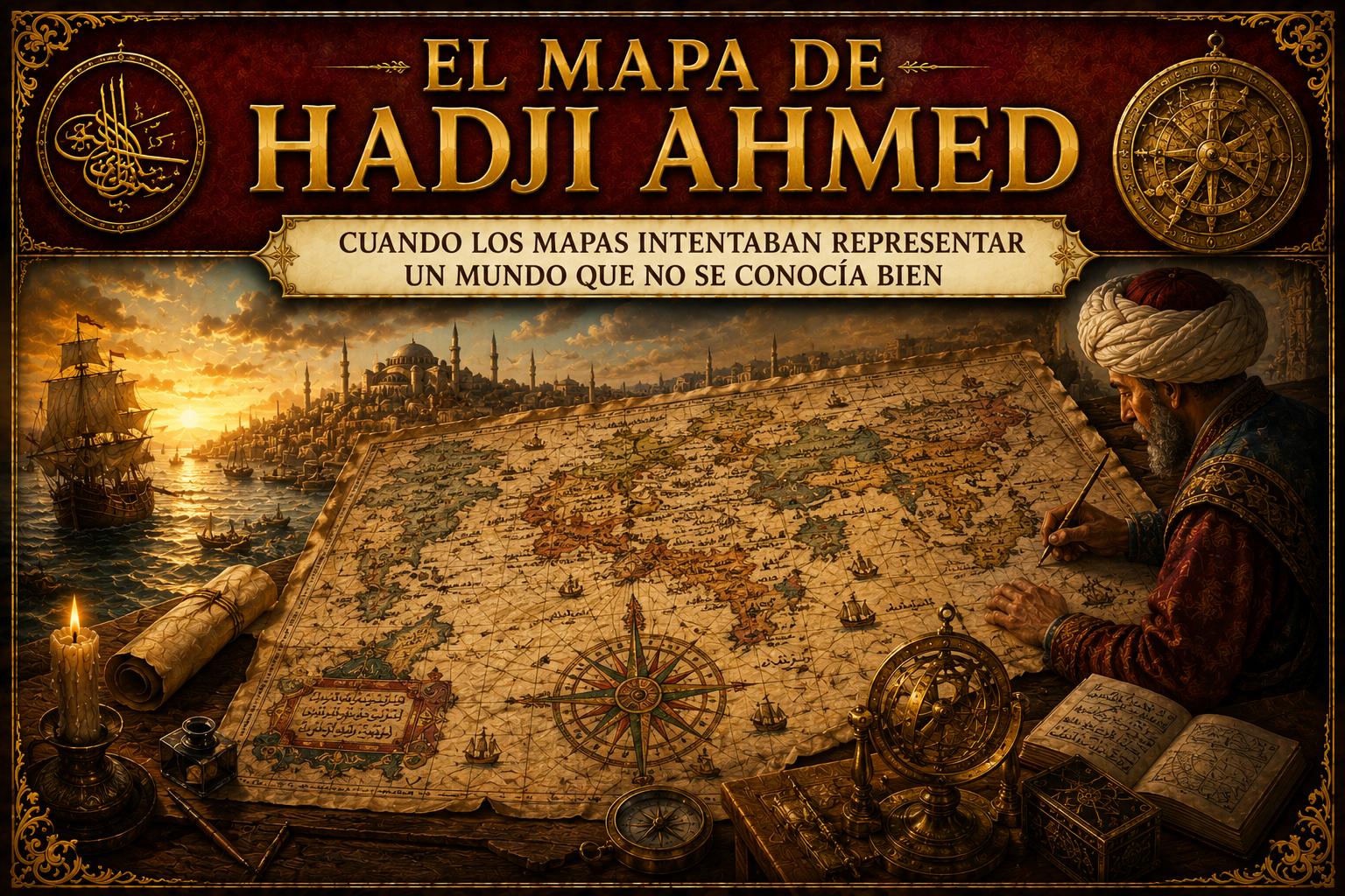 Imagen de un mapa, y alguien dibujándolo, con el título del artículo en la parte superior