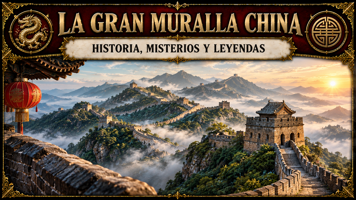 Ilustración de la muralla china, con el sol al fondo y el título del artículo en la parte superior