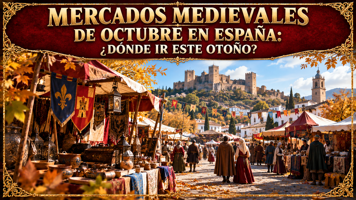 Ilustración de un mercado medieval con el título del artículo en la parte superior