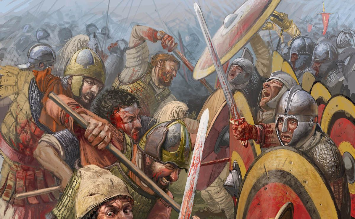 Ilustración de un enfrentamiento en la batalla de Adrianópolis
