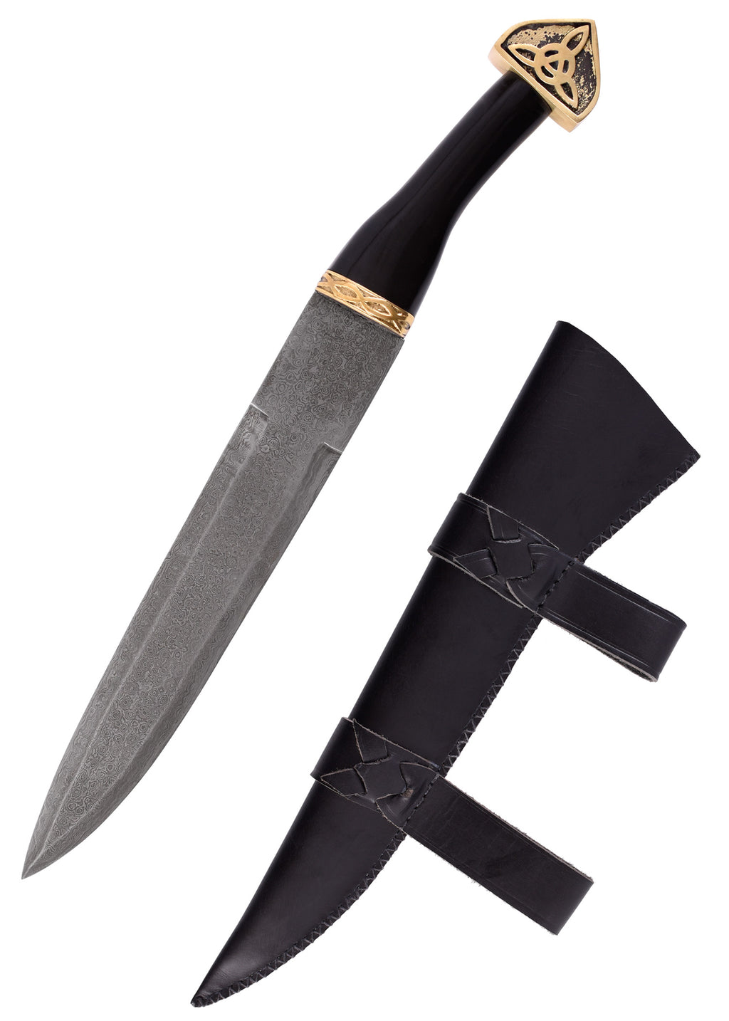 Sax (Seax) Fabricado En Acero De Damasco Con Funda De Cuero Negro Y ...