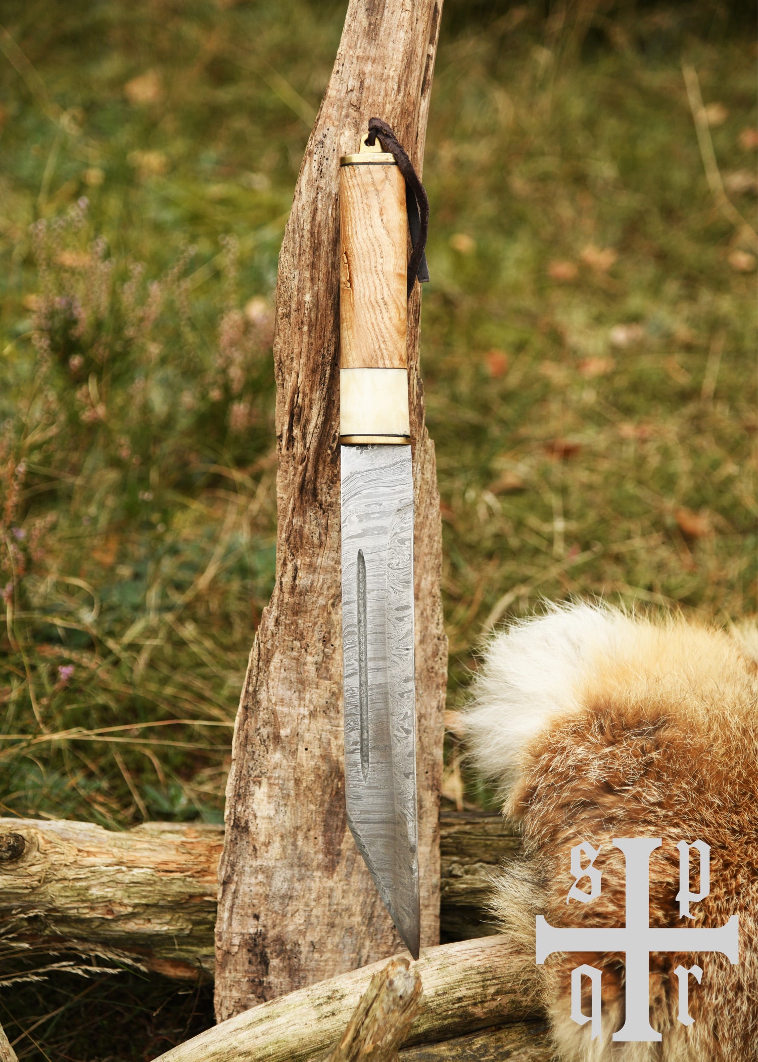 Imagen única de: Skramasax, Sax (Seax) Fabricado En Acero Damasco Con Mango De Madera/hueso