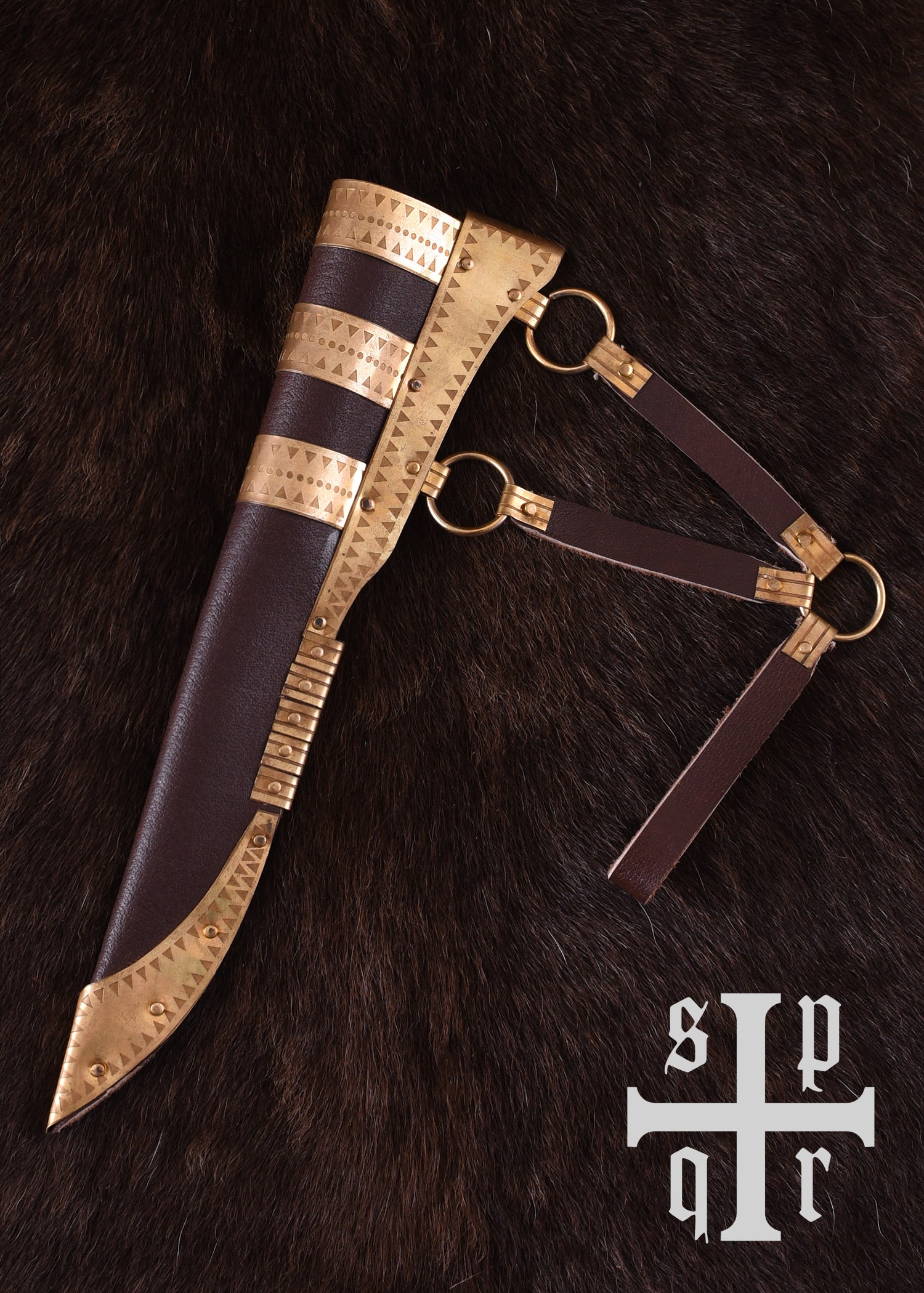 Imagen única de: Cuchillo Vikingo De Acero De Damasco Con Mango De Madera/latón