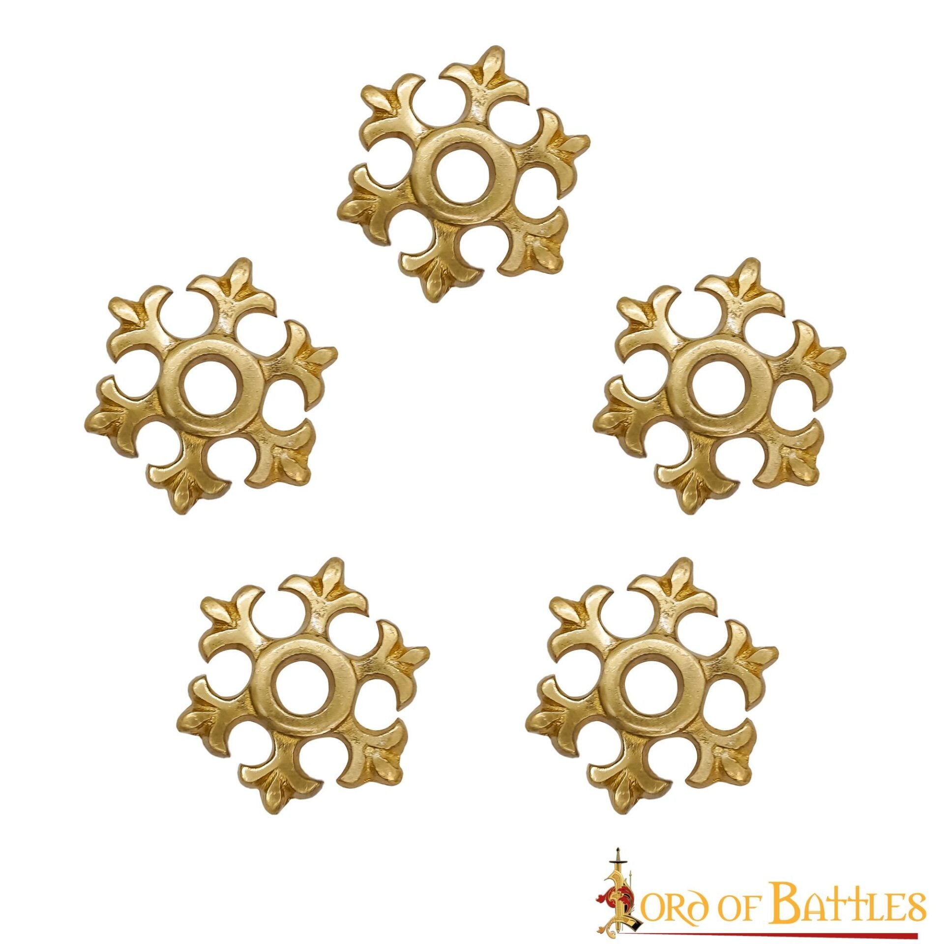 Conchos Fleur roseta de latón macizo - Set de 5