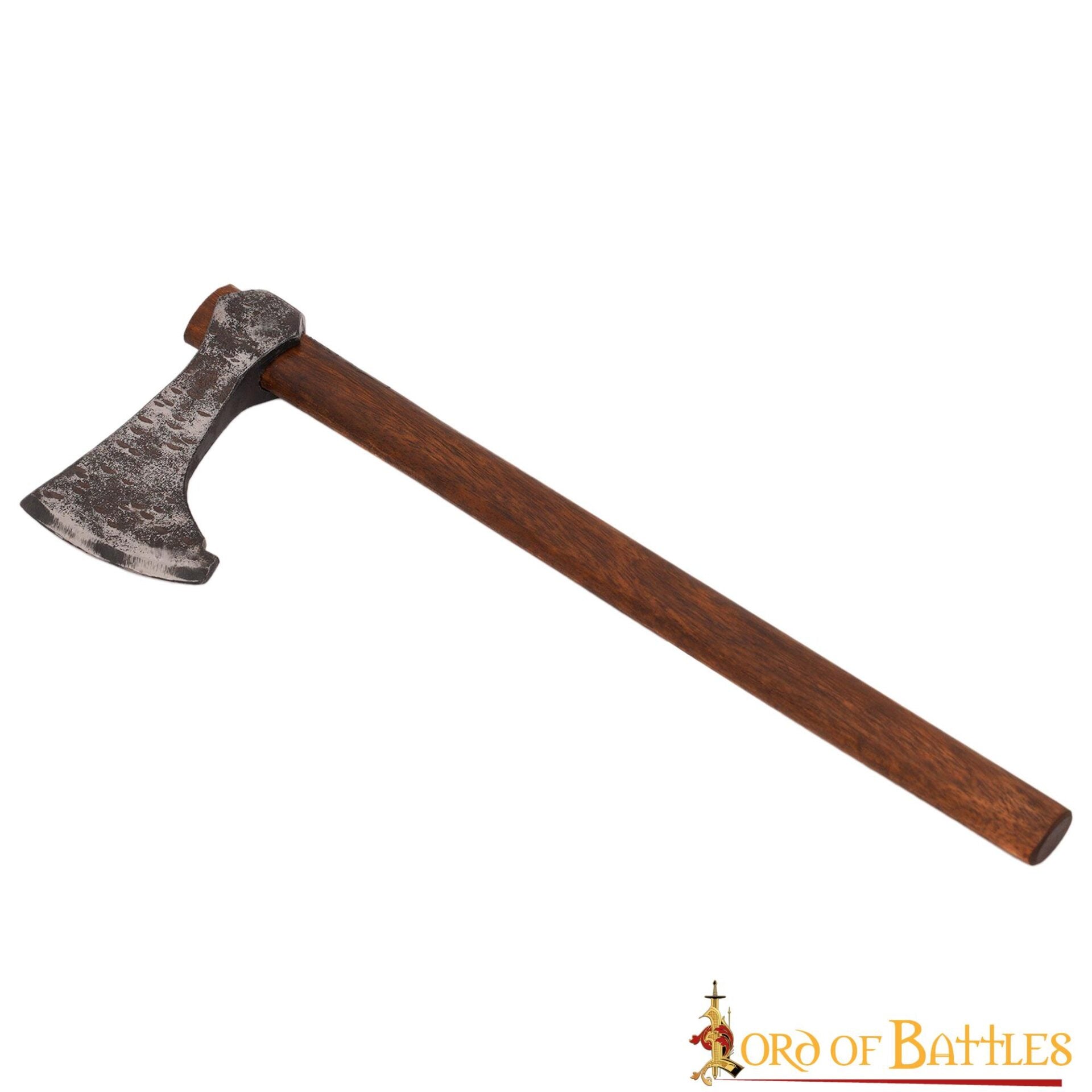 Hacha vikinga forjada a mano con cabeza de acero al carbono y mango de madera - imagen 8