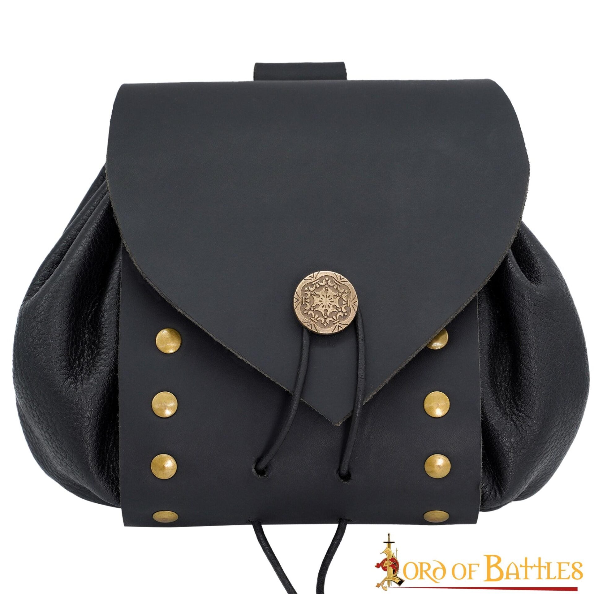 Bolsa de cinturón medieval en piel con botón de latón - imagen 7