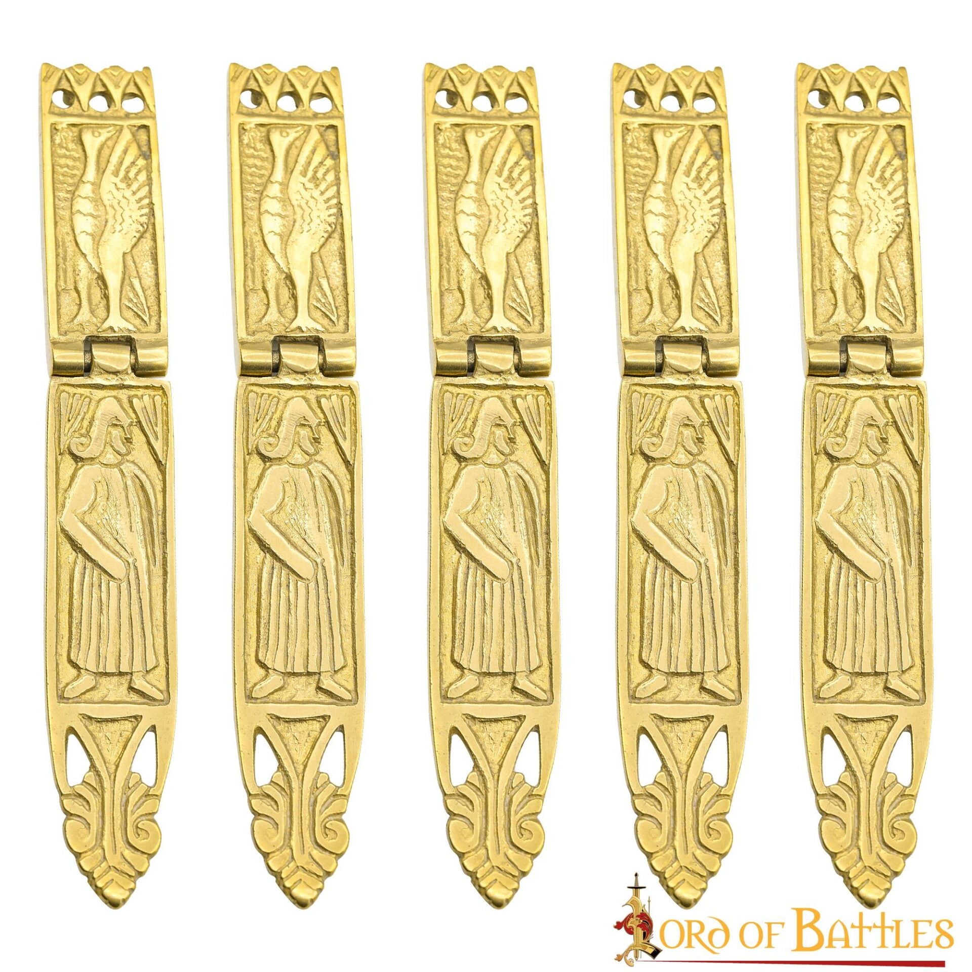 Set de 5 terminales romanos para cinturón en latón macizo ornamentado