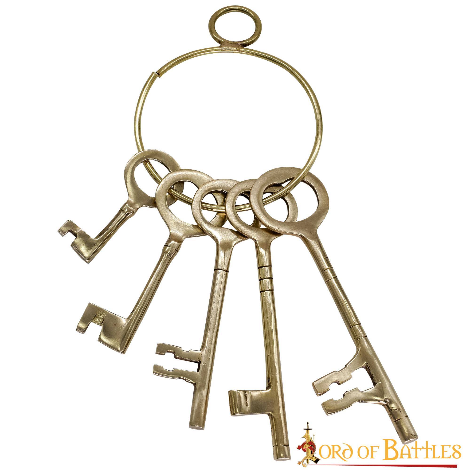 Imagen única de: Juego de Llaves Medievales de Latón para Mazmorras - Réplica Histórica de 5 Piezas para Decoración Pirata y Salas de Escape