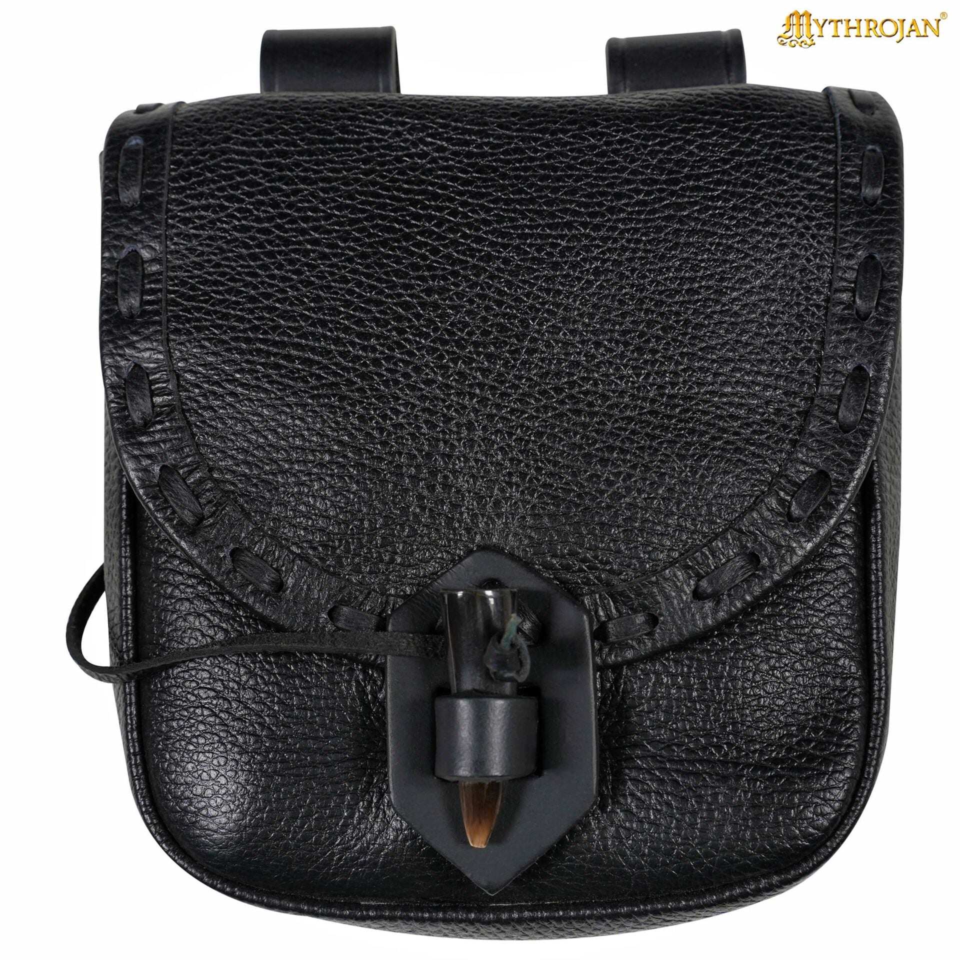 Bolsa de cinturón medieval de cuero con cierre de cuerno - imagen 14