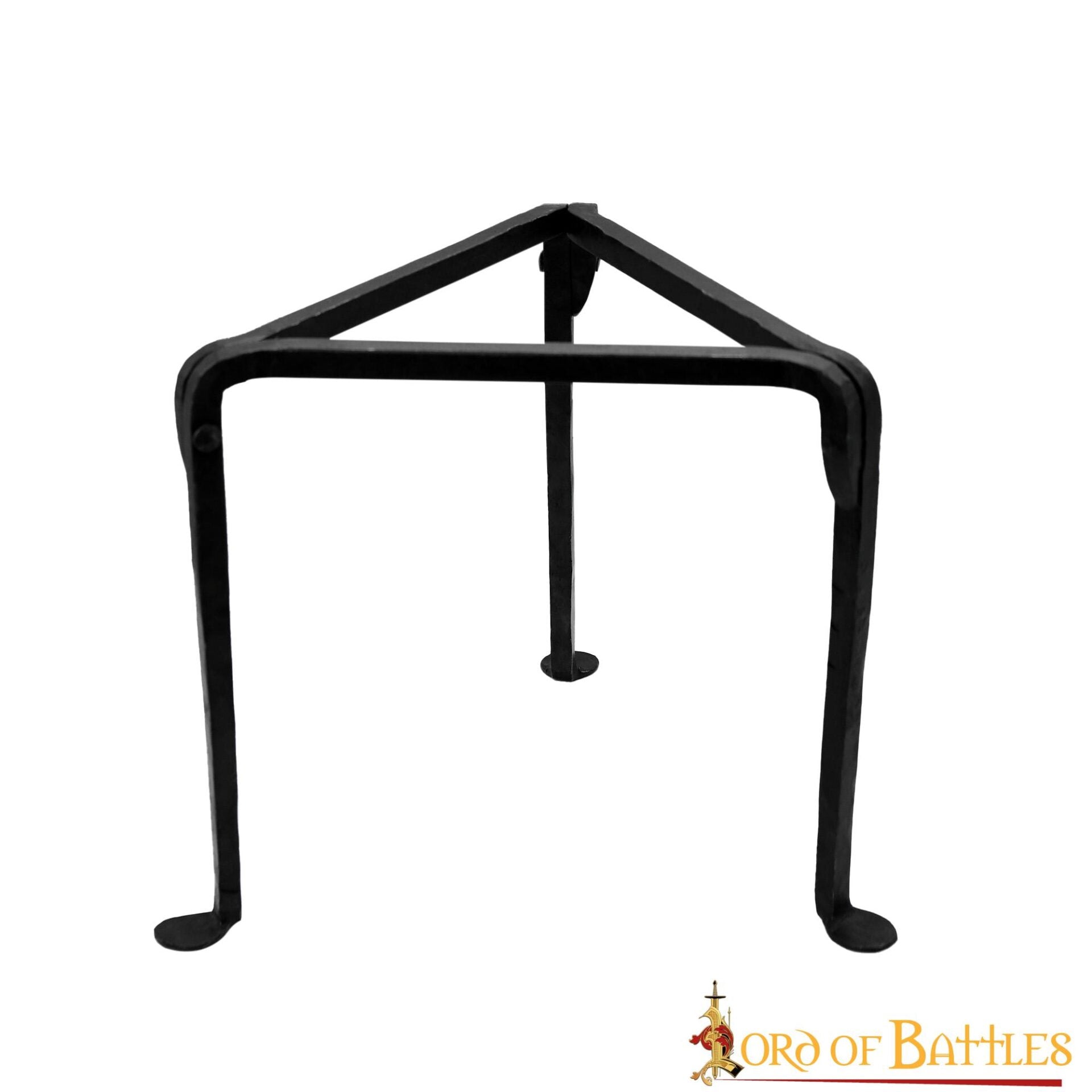 Imagen única de: Trípode de Hierro Forjado a Mano - 9 Pulgadas Acabado Negro - Soporte Medieval para Olla de Campamento