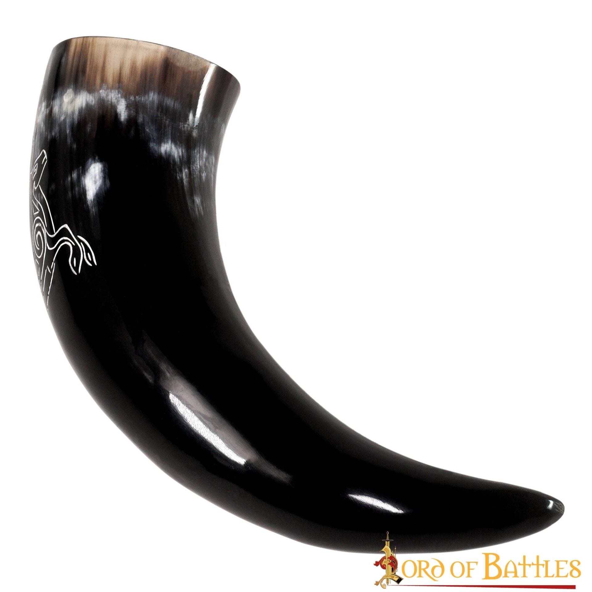 Cuerno de beber Roebuck 400–500 ml, grabado en cuerno de buey genuino - imagen 2