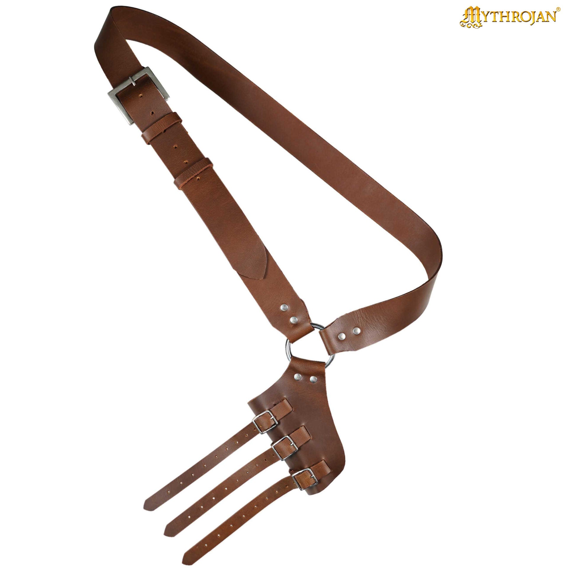 Bandolera de cuero medieval para espada ajustable (diestros y zurdos) - imagen 7