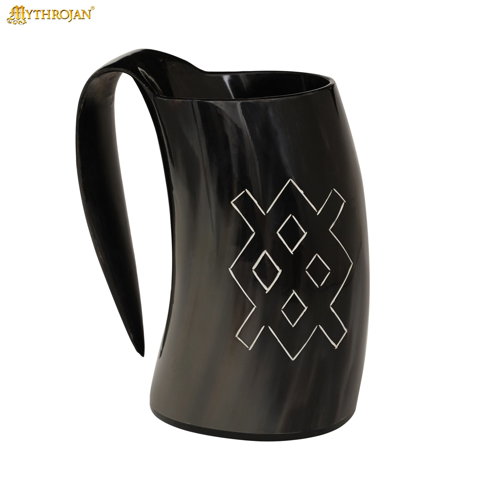 Imagen única de: Mythrojan Vaso Vikingo 800 ml con Asa, Hebilla y Correa de Cuero – Patrón Único