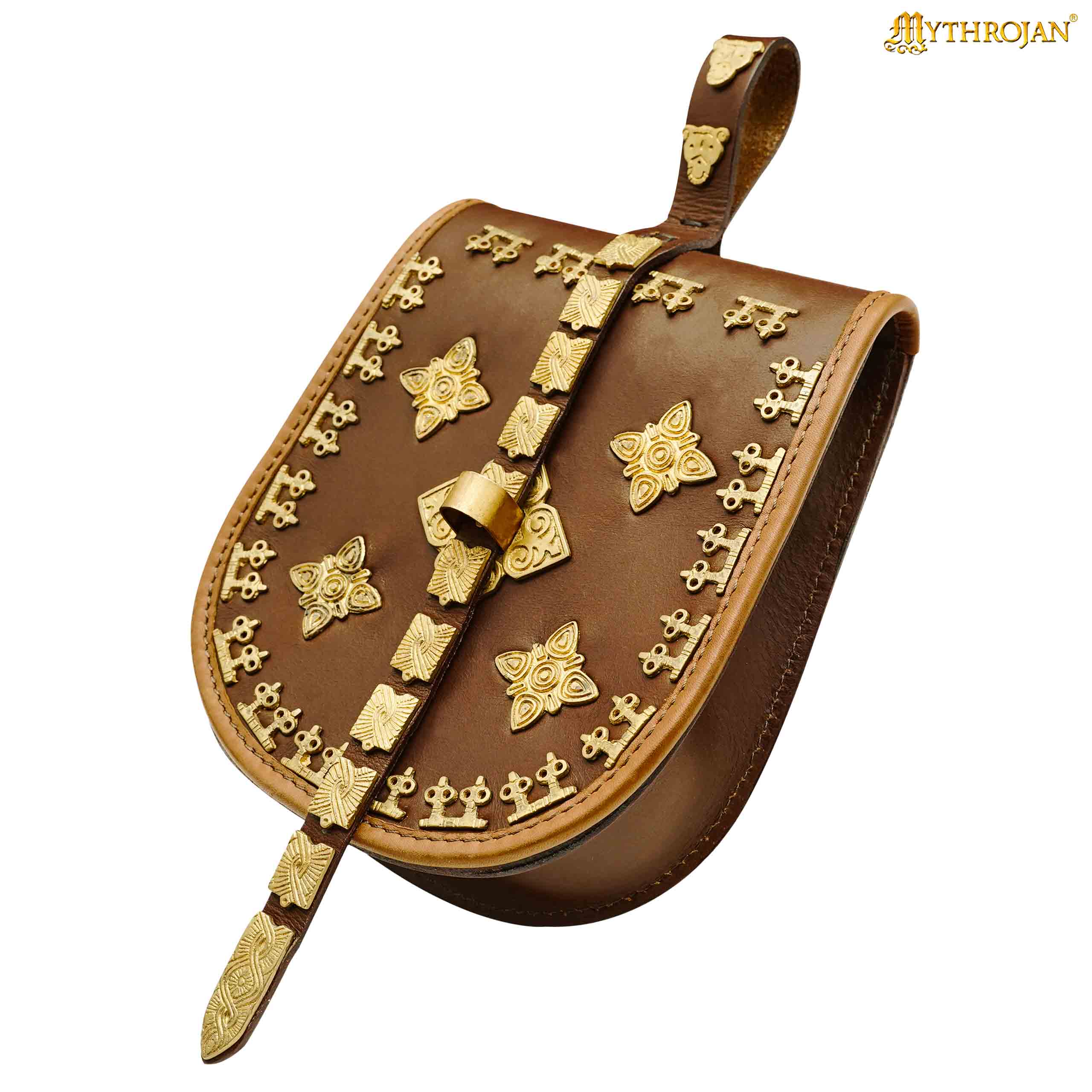 Imagen única de: Mythrojan Birka Bolsa de Cuero Vikingo Tarsoly - Bolsa para Cinturón Auténtica Hecha a Mano Basada en Originales Históricos - Accesorio Nórdico de Cuero Auténtico