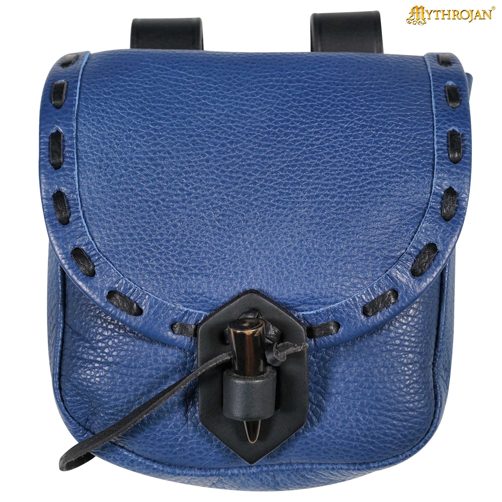 Bolsa de cinturón medieval de cuero con cierre de cuerno - imagen 81