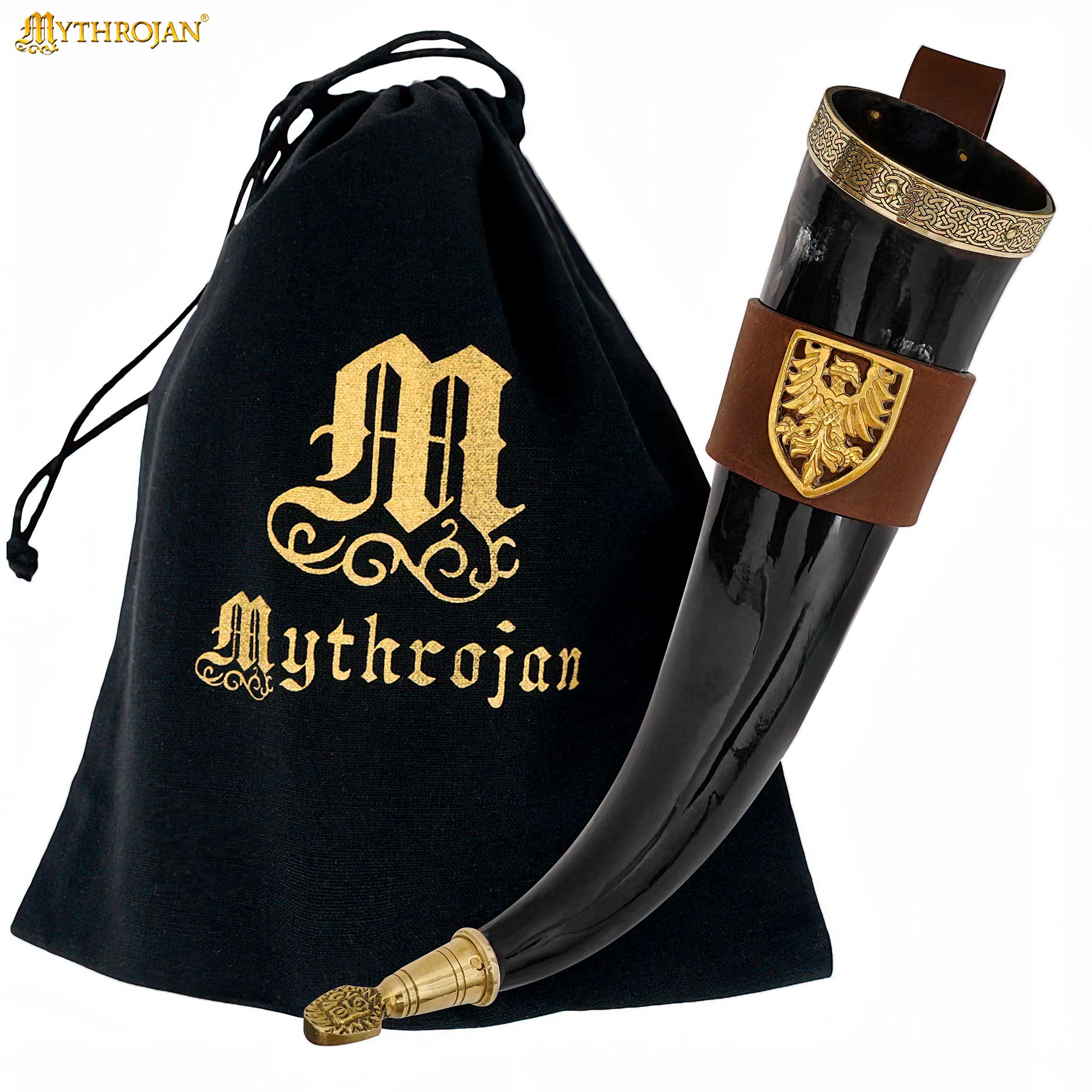 Imagen única de: Mythrojan El Campeón del Torneo – Cuerno Vikingo 350 ml con Soporte Marrón