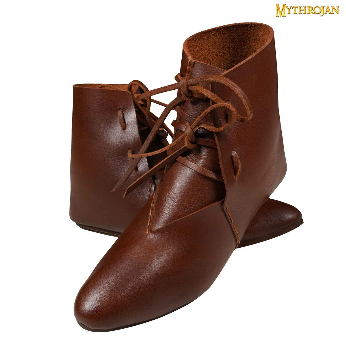 Zapatos medievales (siglos XII–XV) en cuero plena flor, marrón — Tallas 39–45 - imagen 9