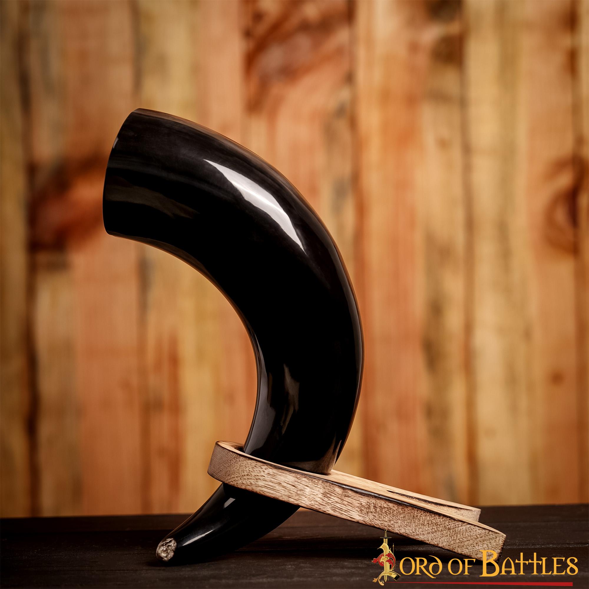 Soporte de madera medieval para cuerno, hecho a mano - imagen 7