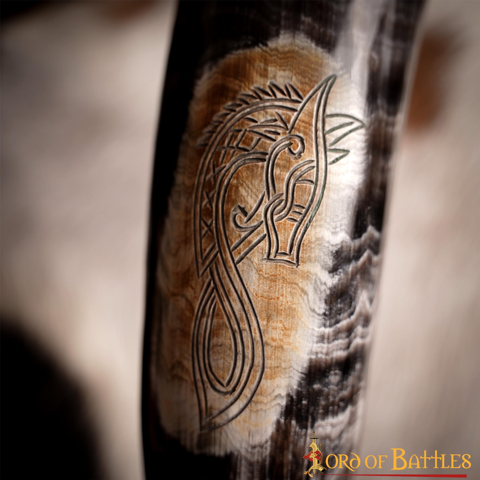 Cuerno de beber Sea Horse — 400–500 ml, artesanal de cuerno de buey auténtico - imagen 6