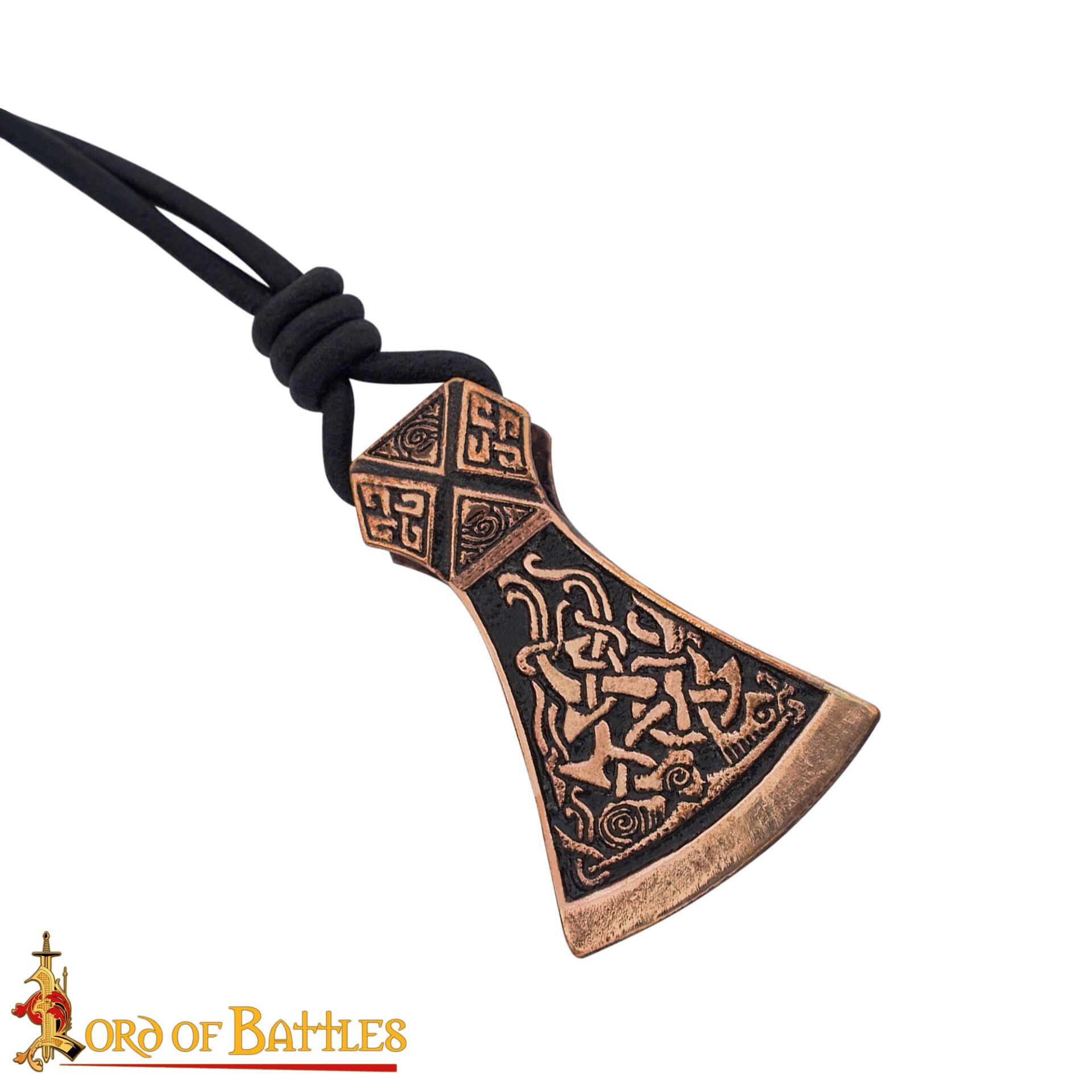 Colgante hacha de bronce - cera perdida, cordón de cuero ajustable - imagen 19