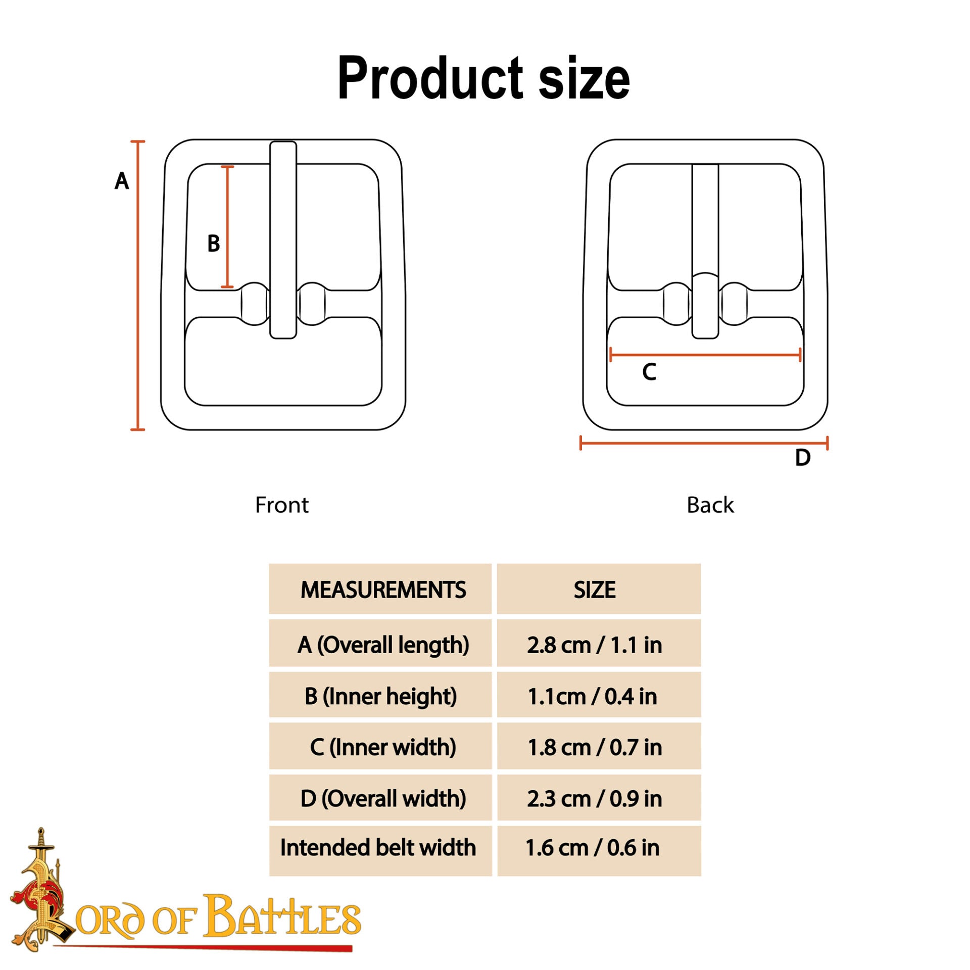 Imagen única de: Hebilla Medieval de Latón para Cinturón - Marco Rectangular Compacto