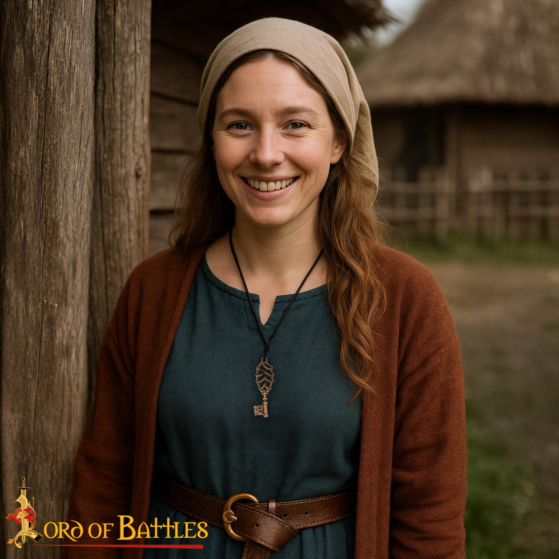 Imagen única de: Collar Colgante Llave Vikinga de Bronce - Fundición a la Cera Perdida con Cordón de Cuero Ajustable