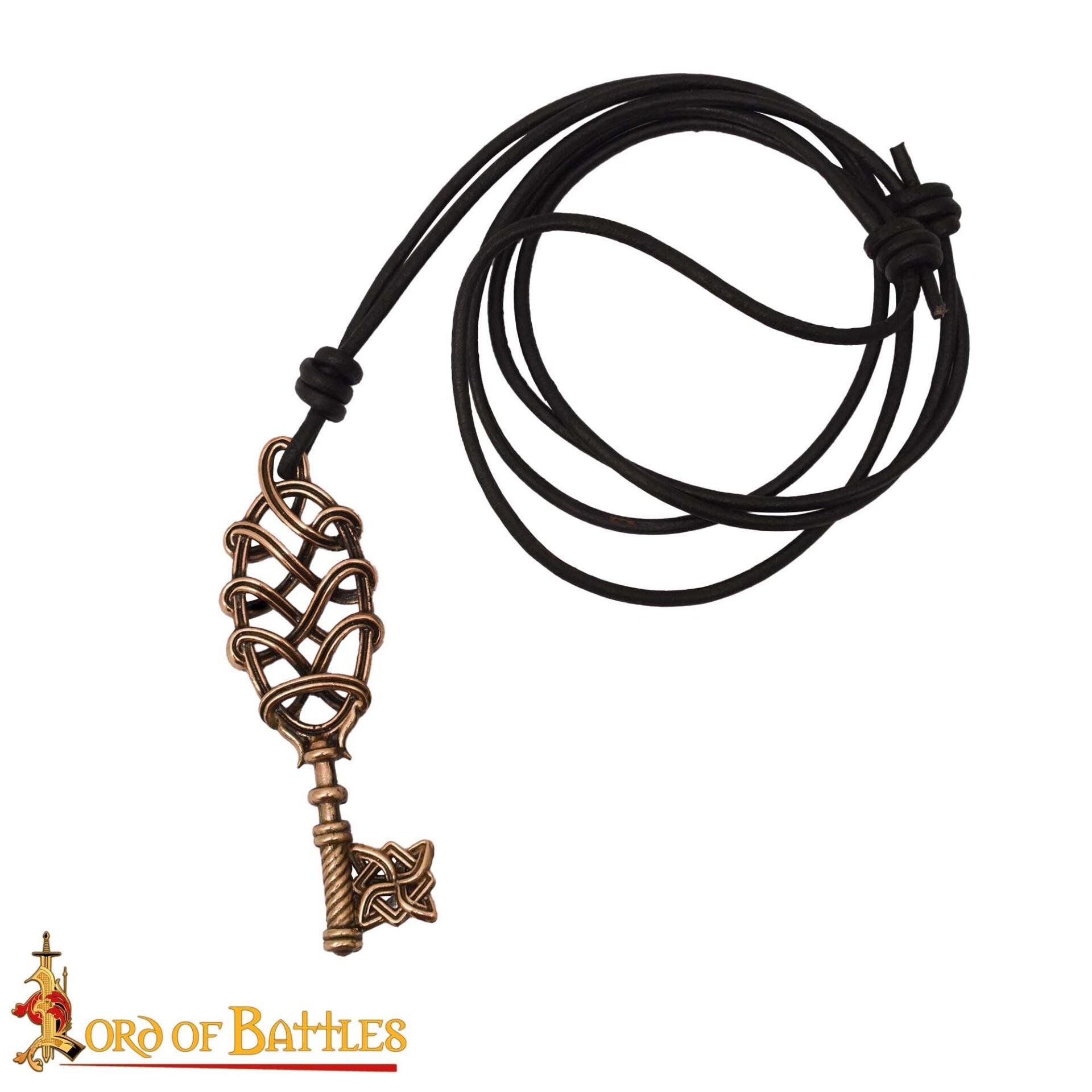 Imagen única de: Collar Colgante Llave Vikinga de Bronce - Fundición a la Cera Perdida con Cordón de Cuero Ajustable