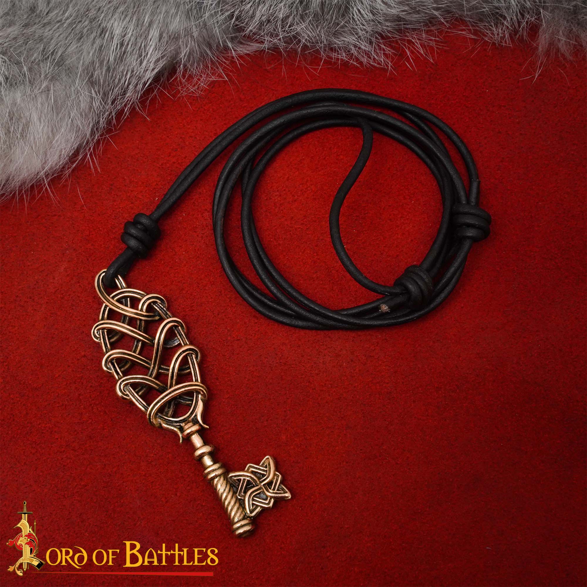 Imagen única de: Collar Colgante Llave Vikinga de Bronce - Fundición a la Cera Perdida con Cordón de Cuero Ajustable