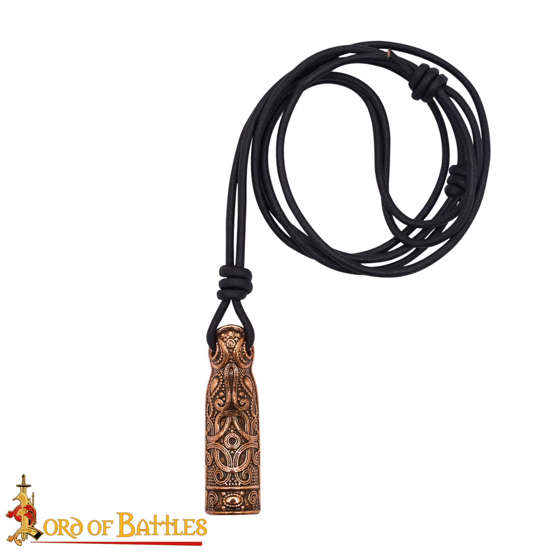 Imagen única de: Colgante Amuleto de Bronce Nórdico del Siglo X - Acabado Antiguo con Cordón de Cuero