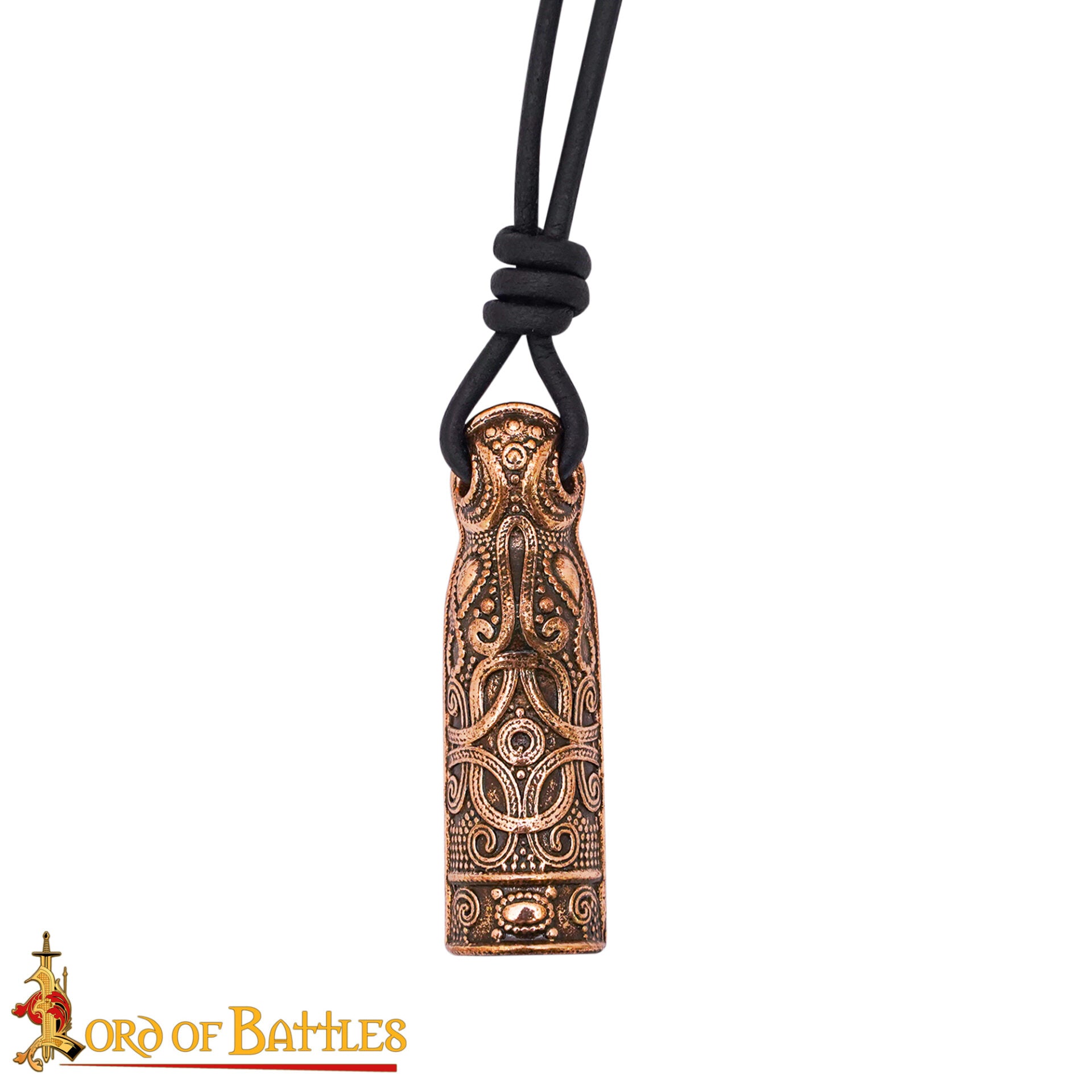 Imagen única de: Colgante Amuleto de Bronce Nórdico del Siglo X - Acabado Antiguo con Cordón de Cuero