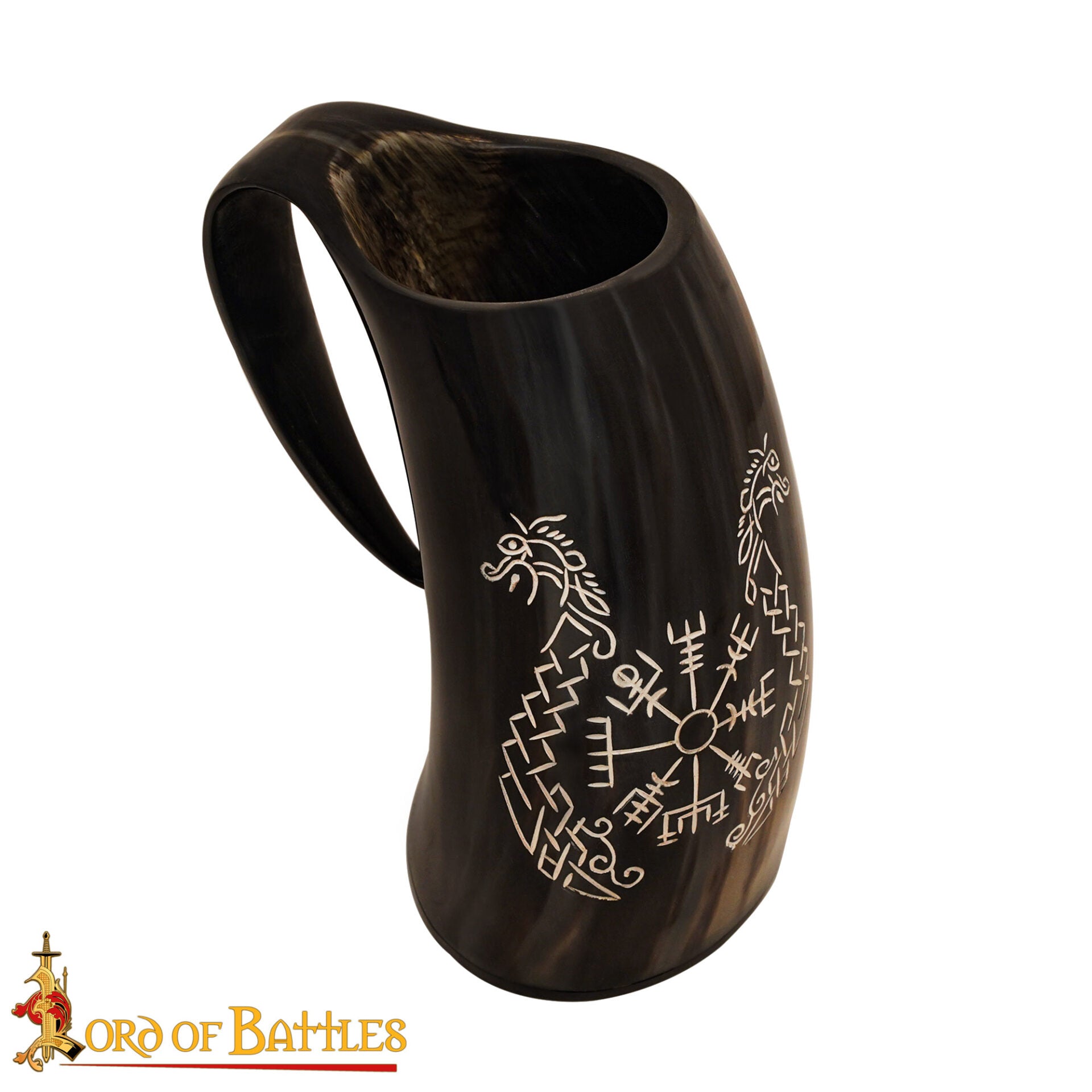 Imagen única de: Jarra Vikinga de Cuerno – Hecha a Mano con Grabado