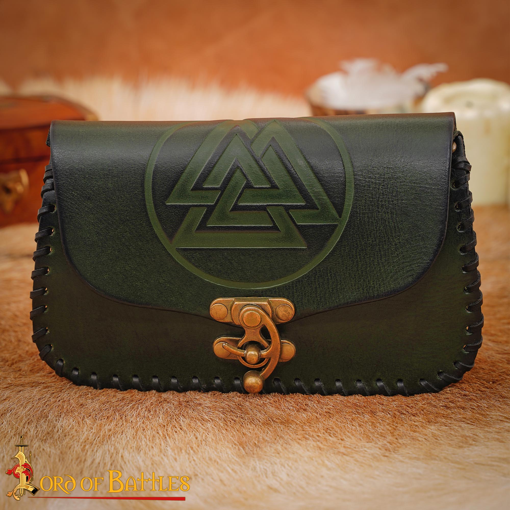 Bolsa de cinturón de cuero Valknut - Verde