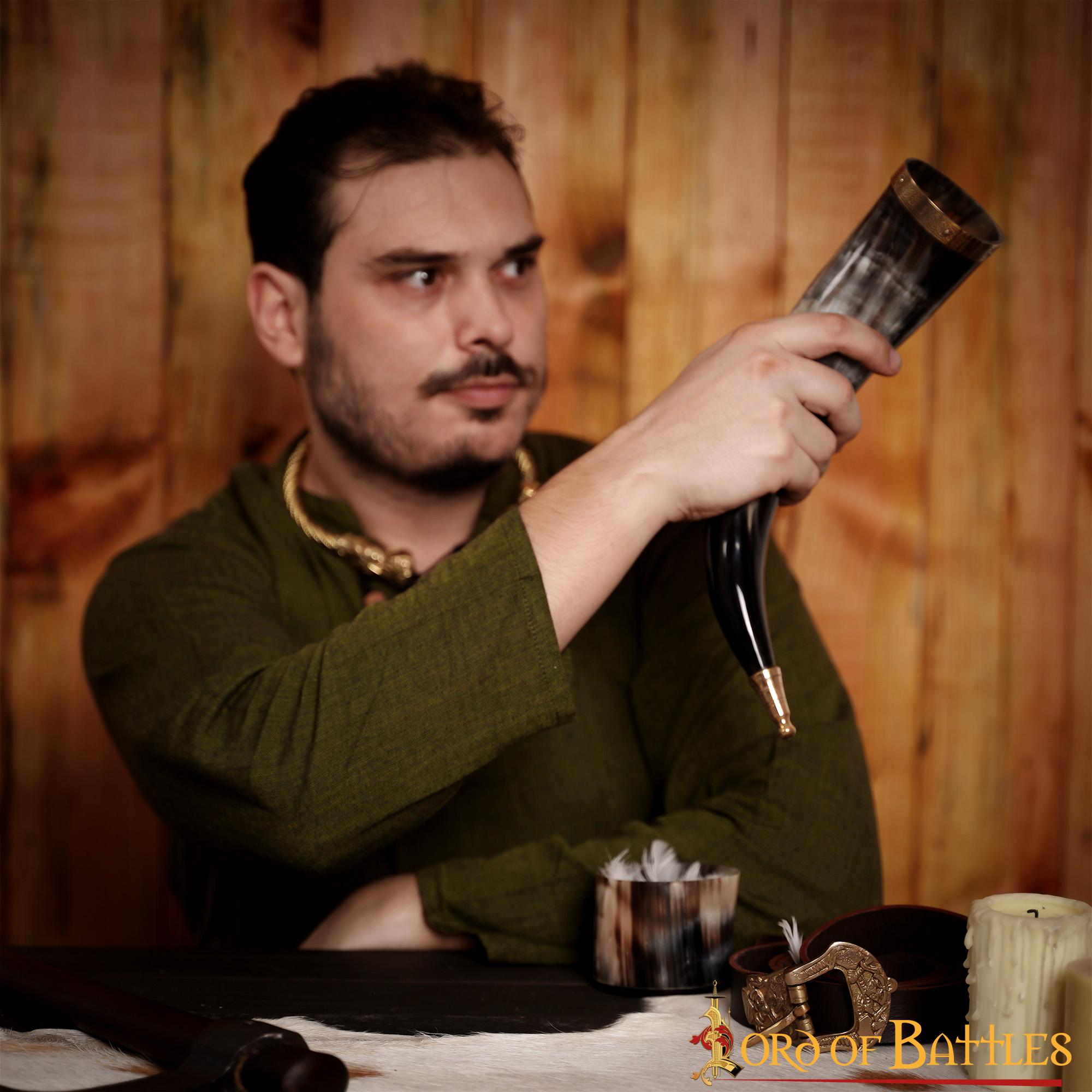 Cuerno vikingo de beber 300–400 ml con remates de latón - imagen 12