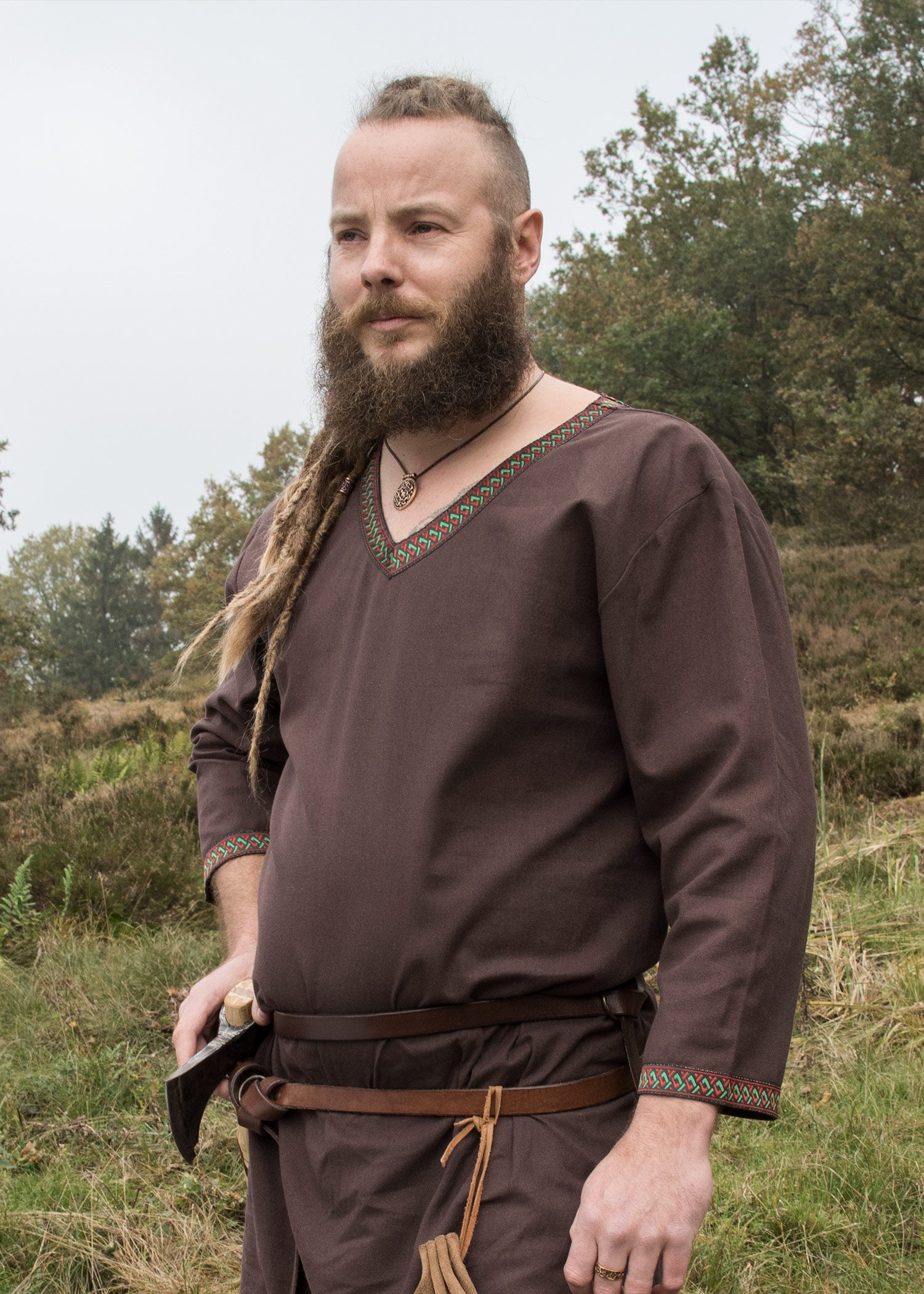 Imagen única de: Túnica Vikinga De Algodón, Marrón Oscuro