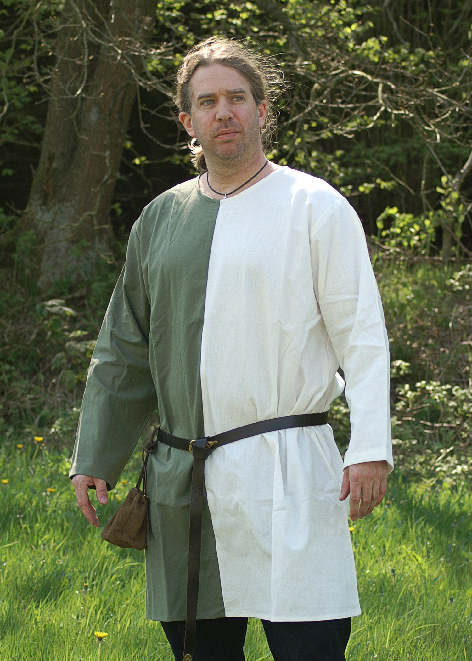 Imagen única de: Túnica Medieval De Algodón, Verde/blanco