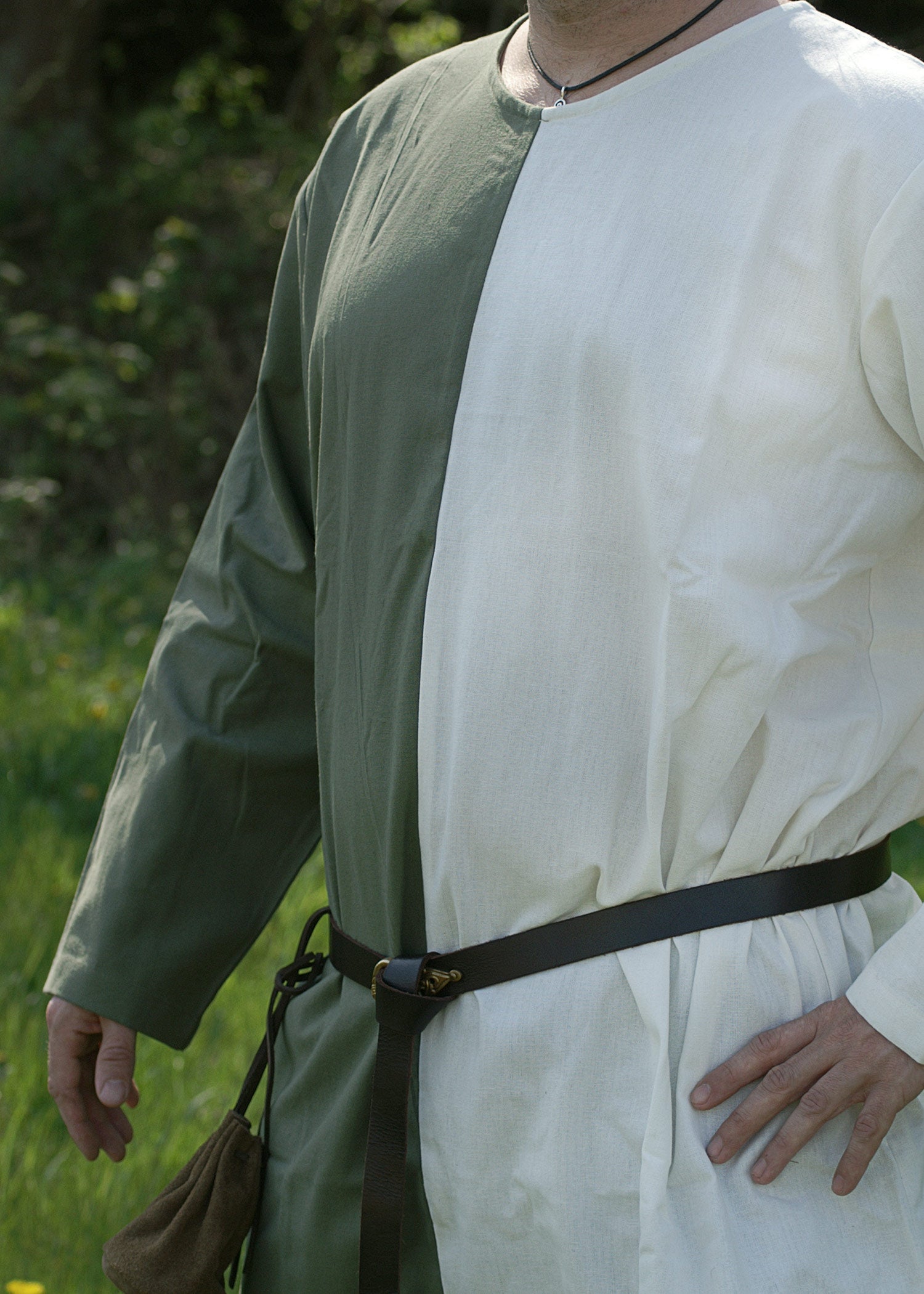 Imagen única de: Túnica Medieval De Algodón, Verde/blanco