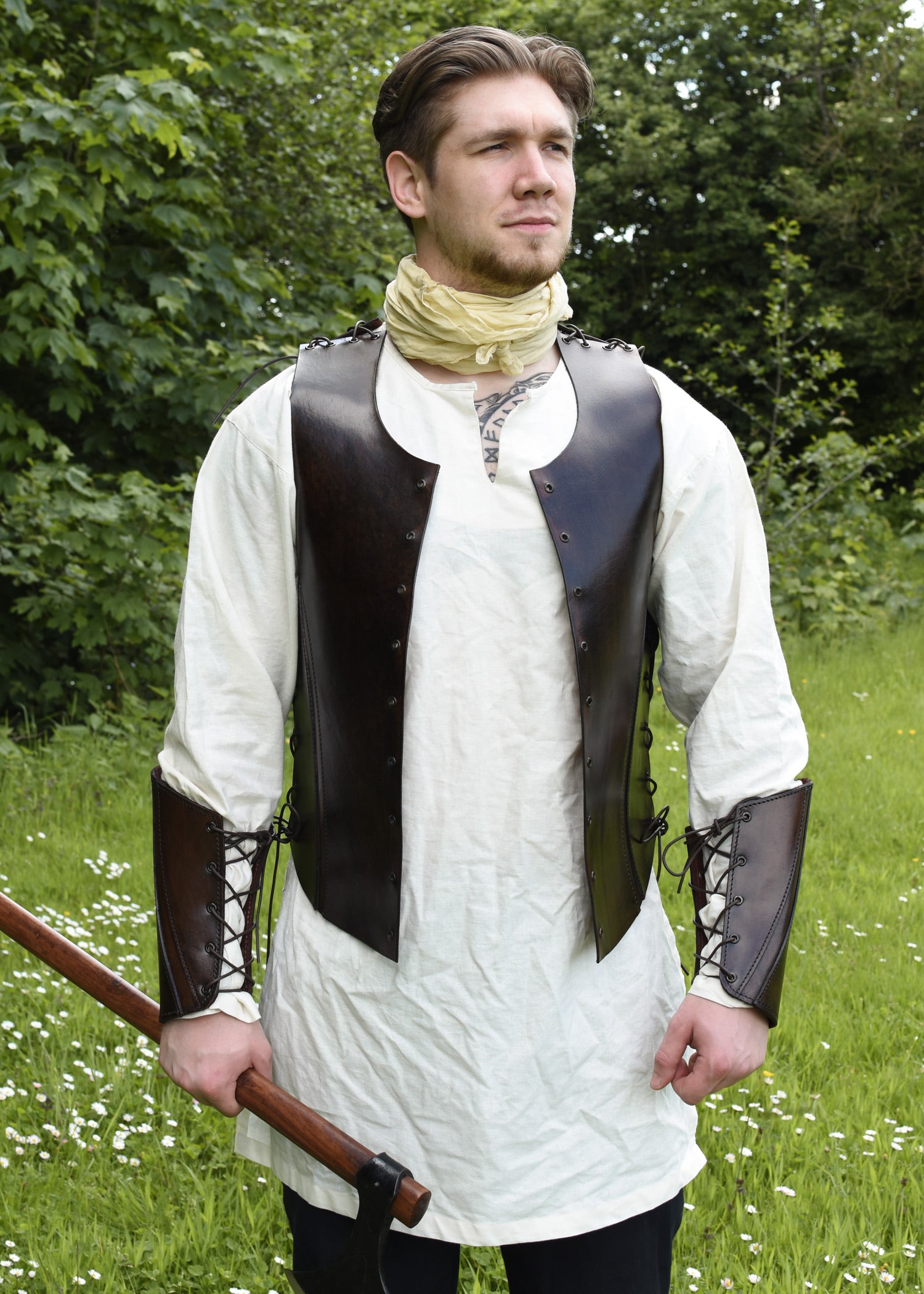 Imagen única de: Túnica Medieval Sencilla Gunther, Manga Larga, Natural