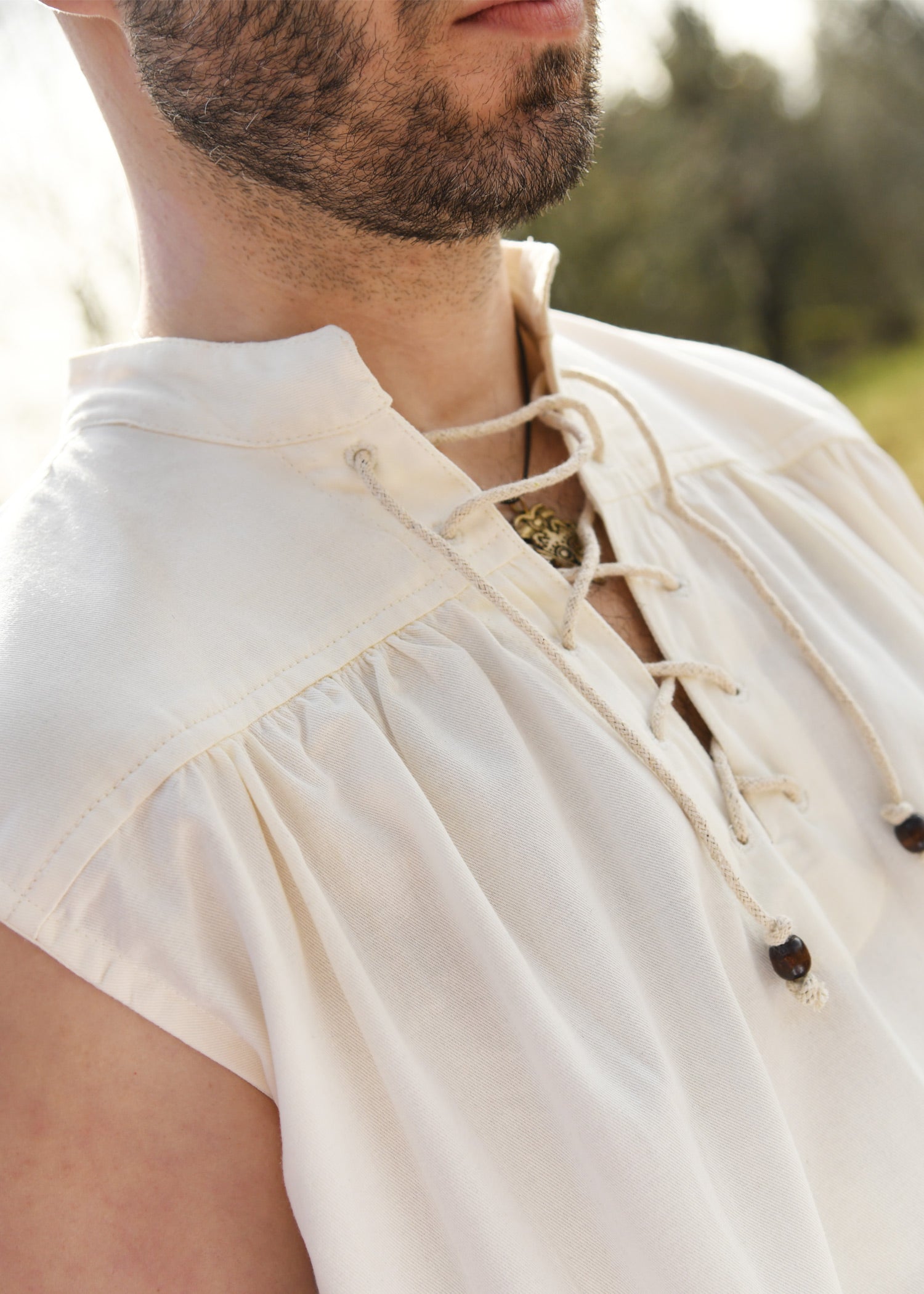 Imagen única de: Camisa Medieval Konstantin, Sin Mangas, Natural