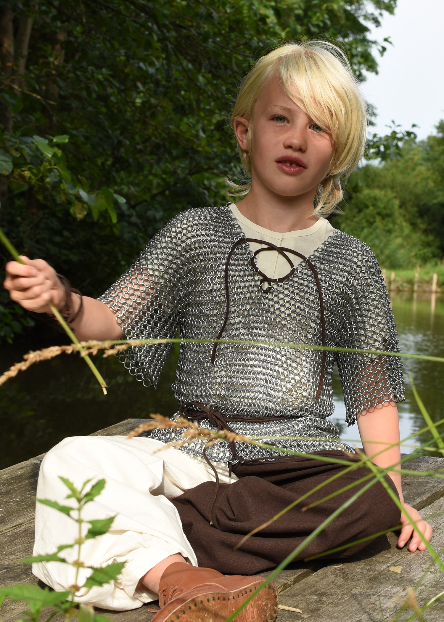 Imagen única de: Túnica Medieval Infantil Linus, Manga Corta, Natural