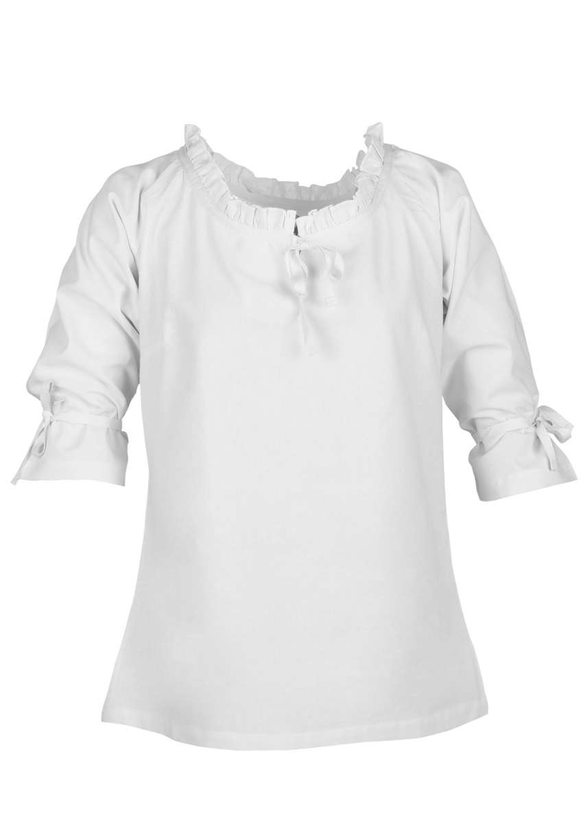 Blusa Medieval Birga Con Mangas 3/4, Blanco