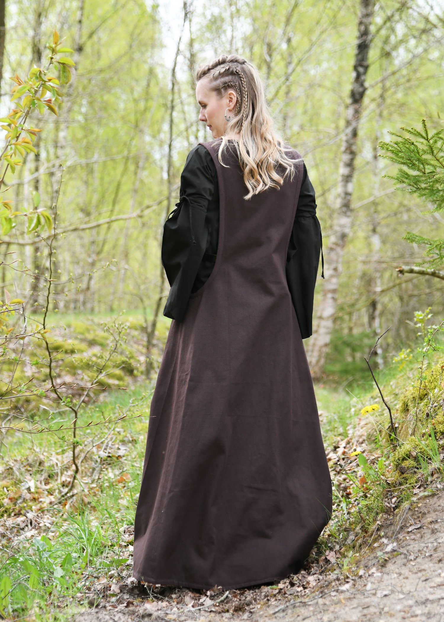 Imagen única de: Vestido Medieval, Surcot Andra, Marrón