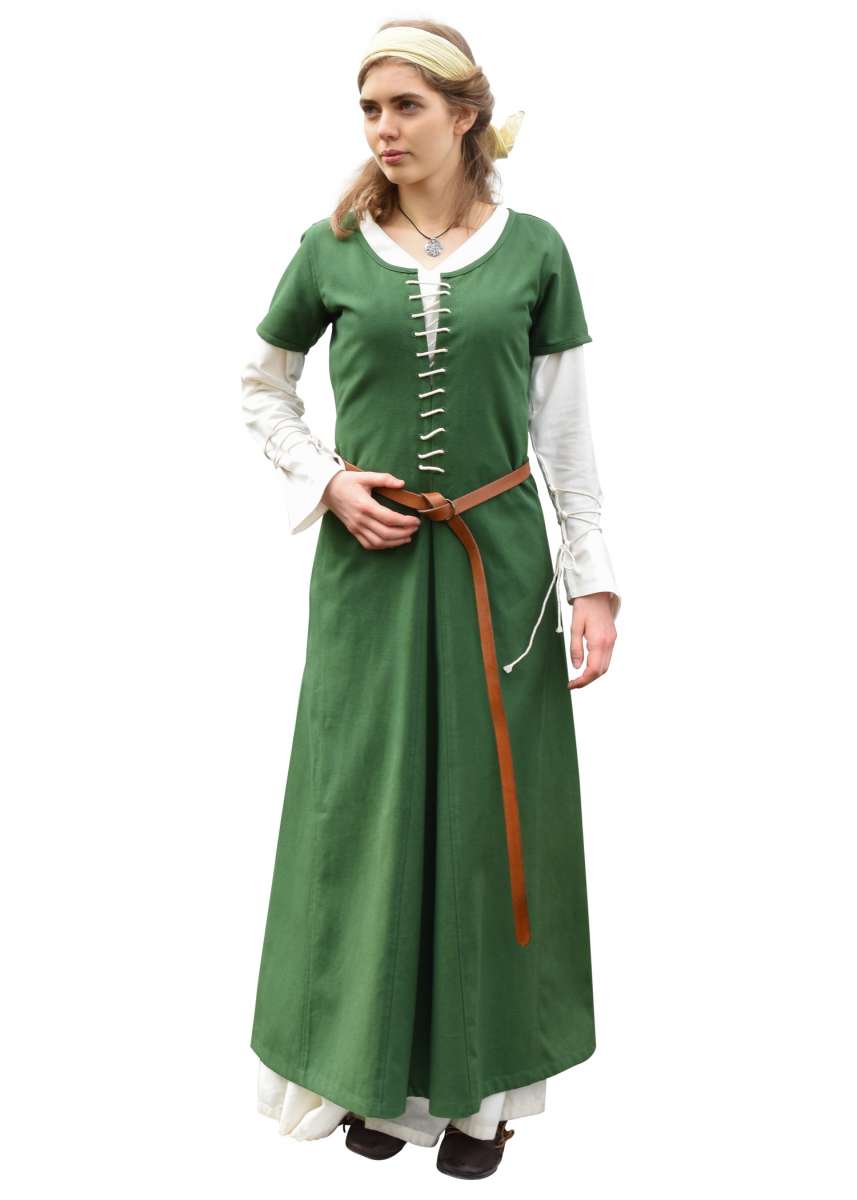 Cotehardie Ava Short Sleeve Medieval Dress, Green