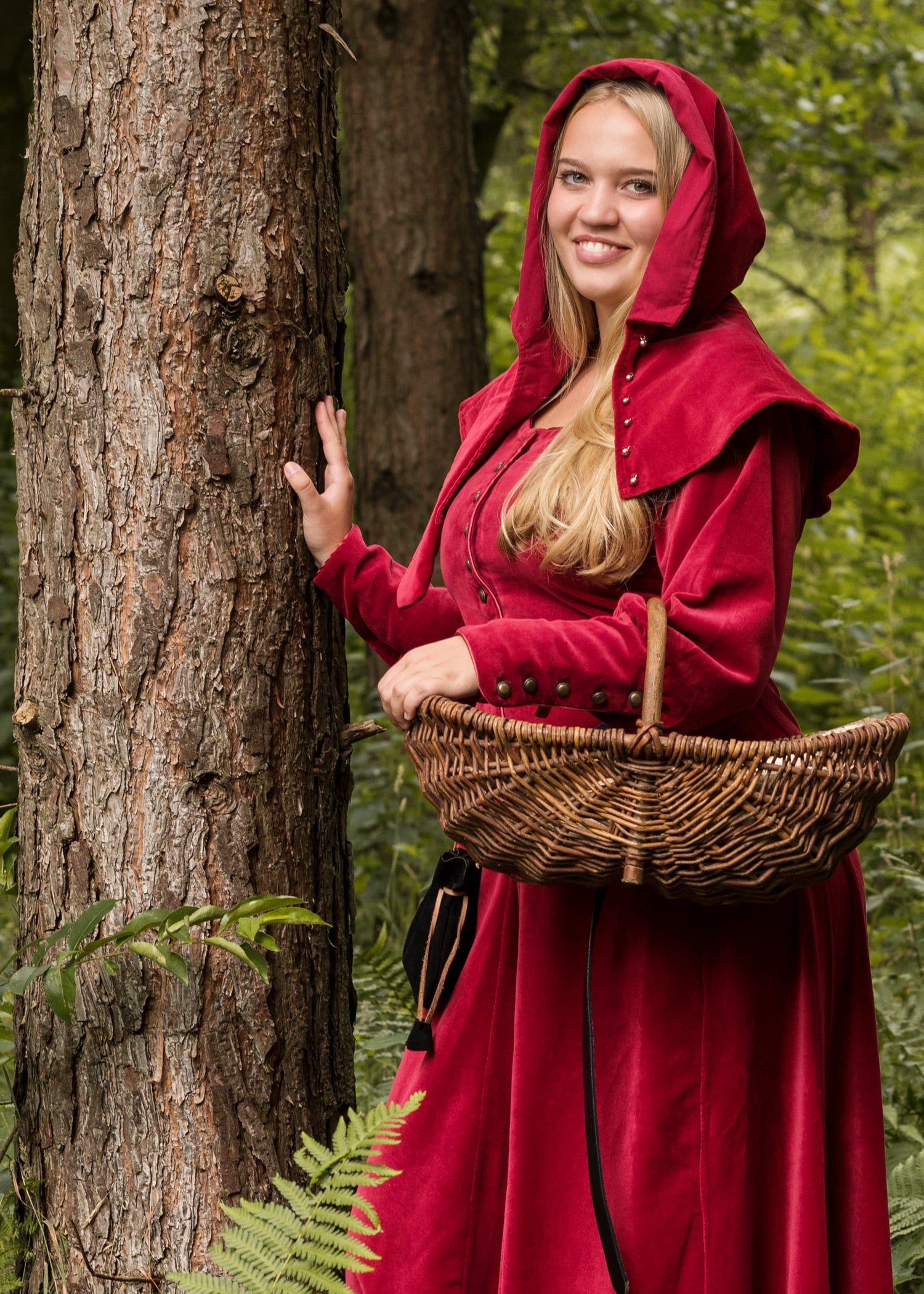 Imagen única de: Cotehardie Isabell De Terciopelo, Vestido Medieval, Rojo
